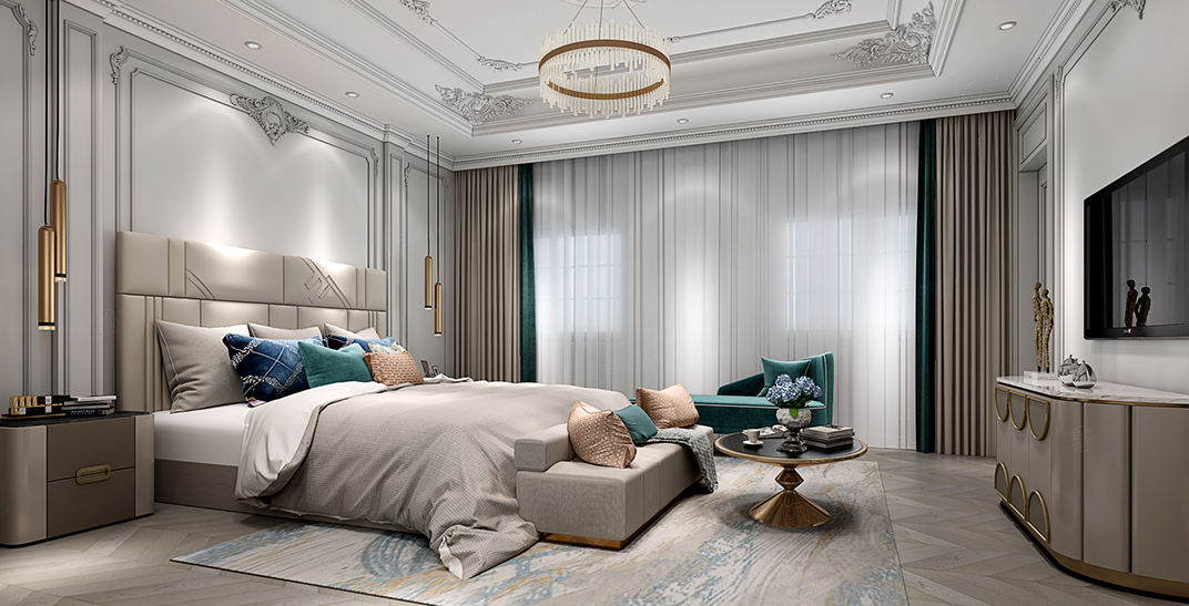 世纪珑墅 法式轻奢装修卧室效果图