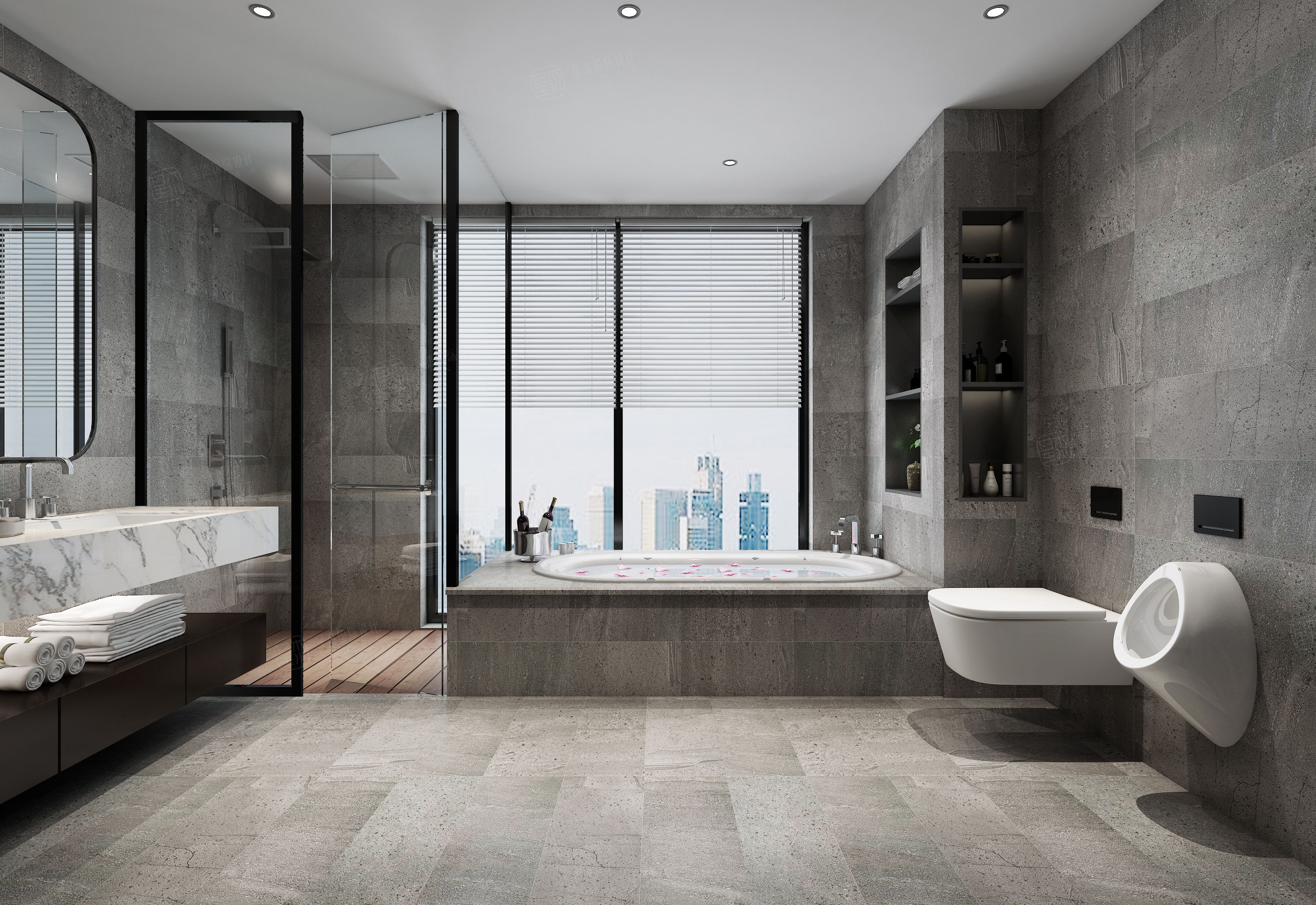 宁波案例库 江山万里 现代装修卫生间效果图