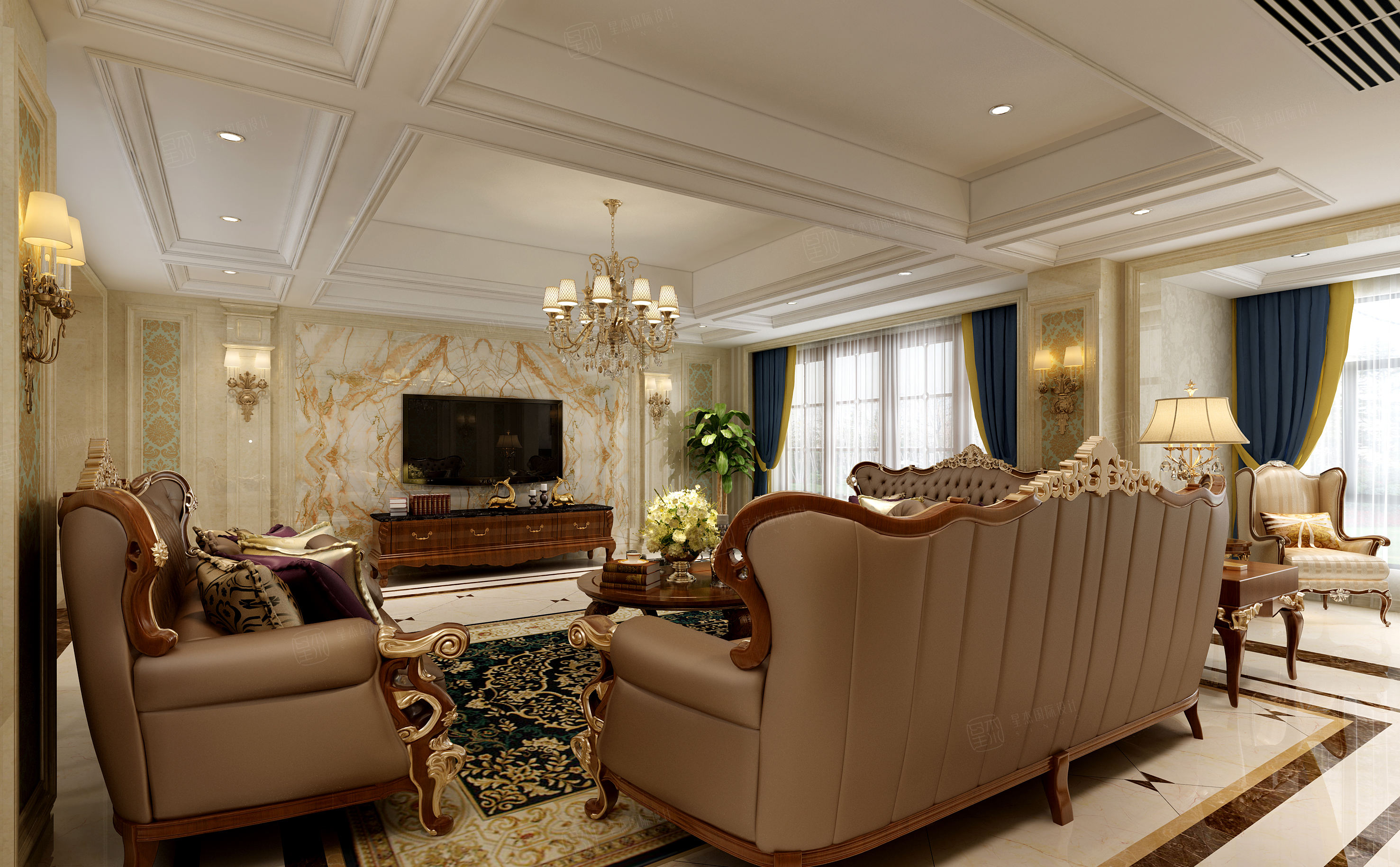 缇香镜湖湾_品质优雅之家装修电视背景墙效果图