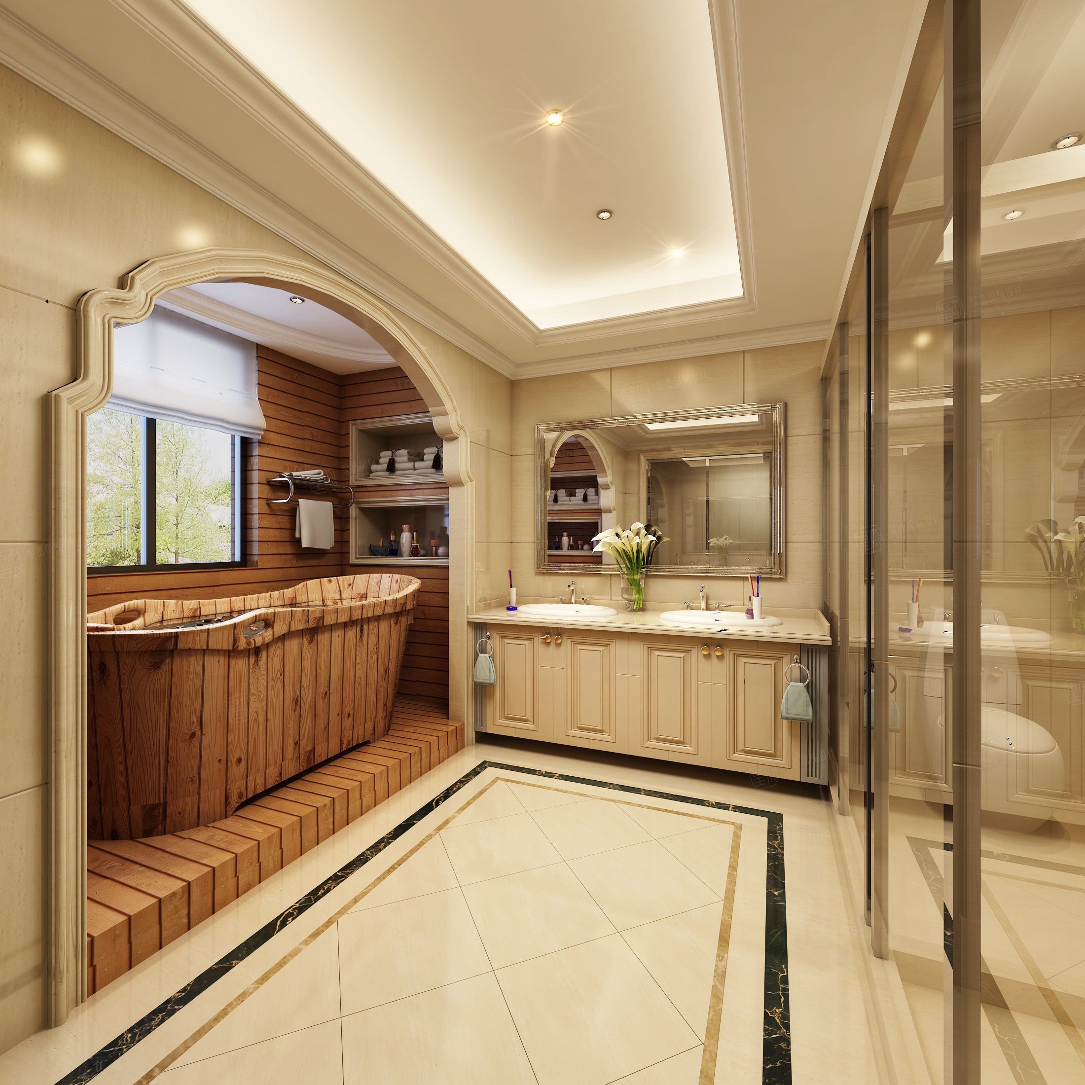 简美装修卫生间效果图