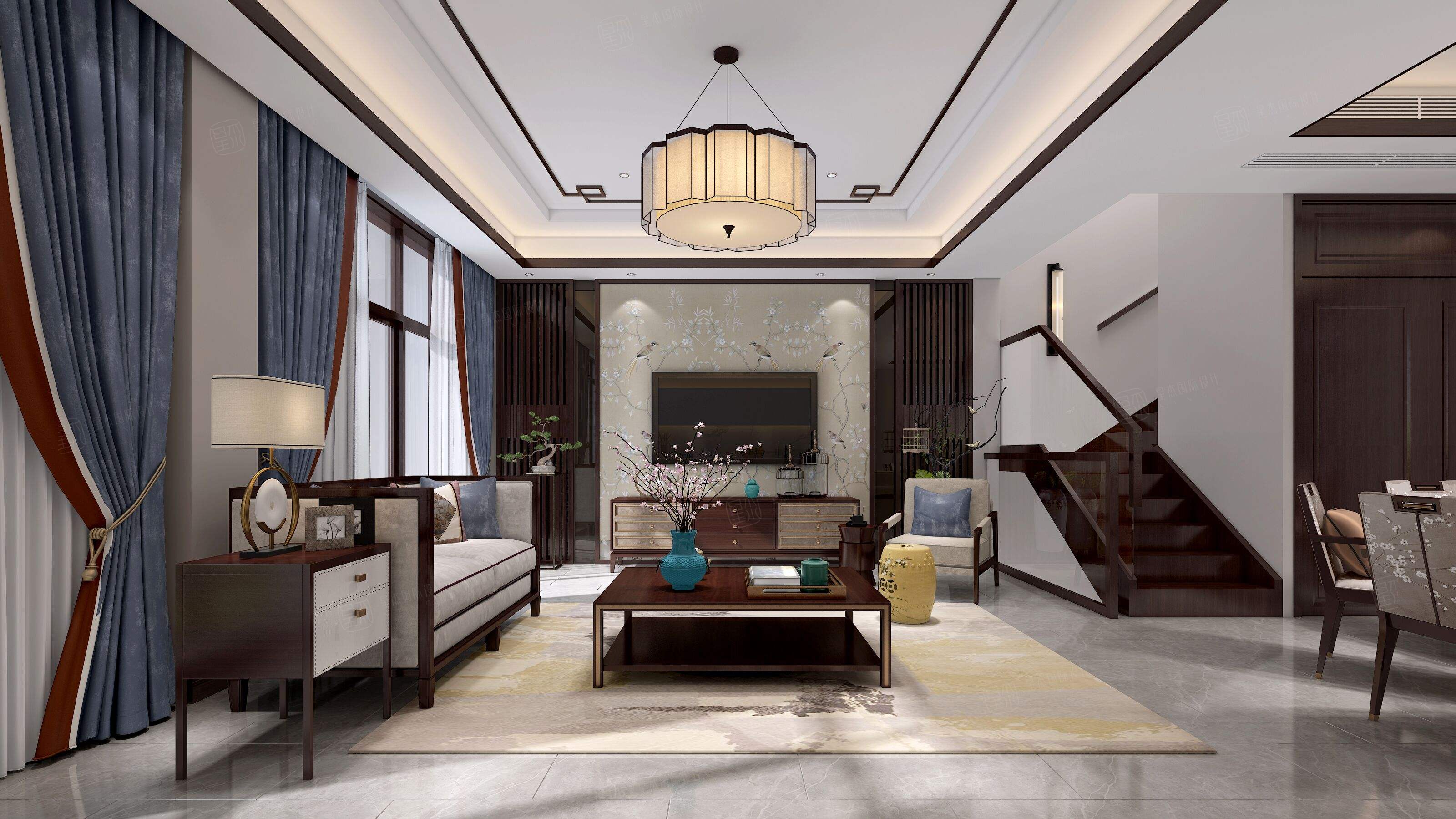 仰山墅_安静不沉闷装修电视背景墙效果图