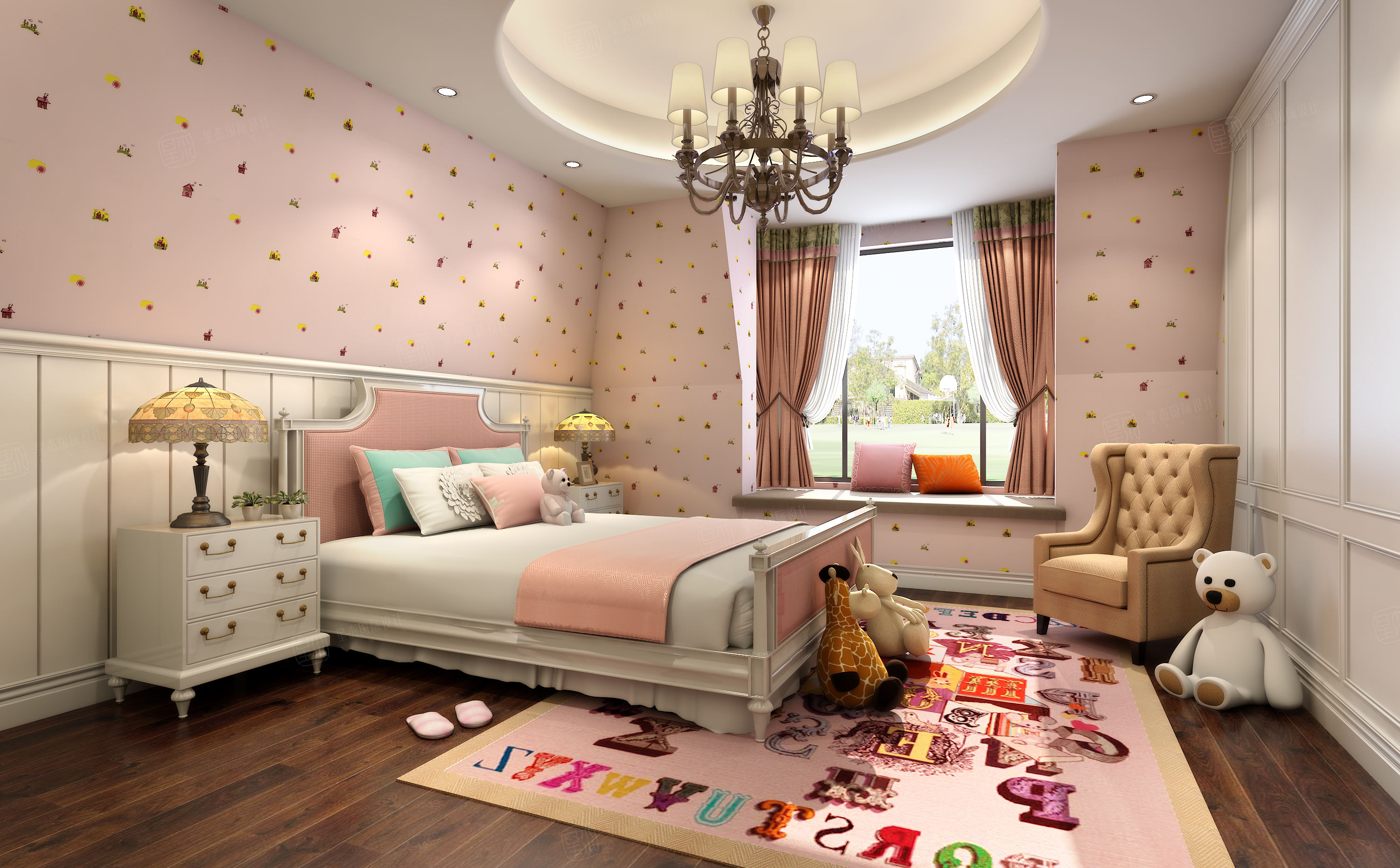 美式装修女孩房效果图