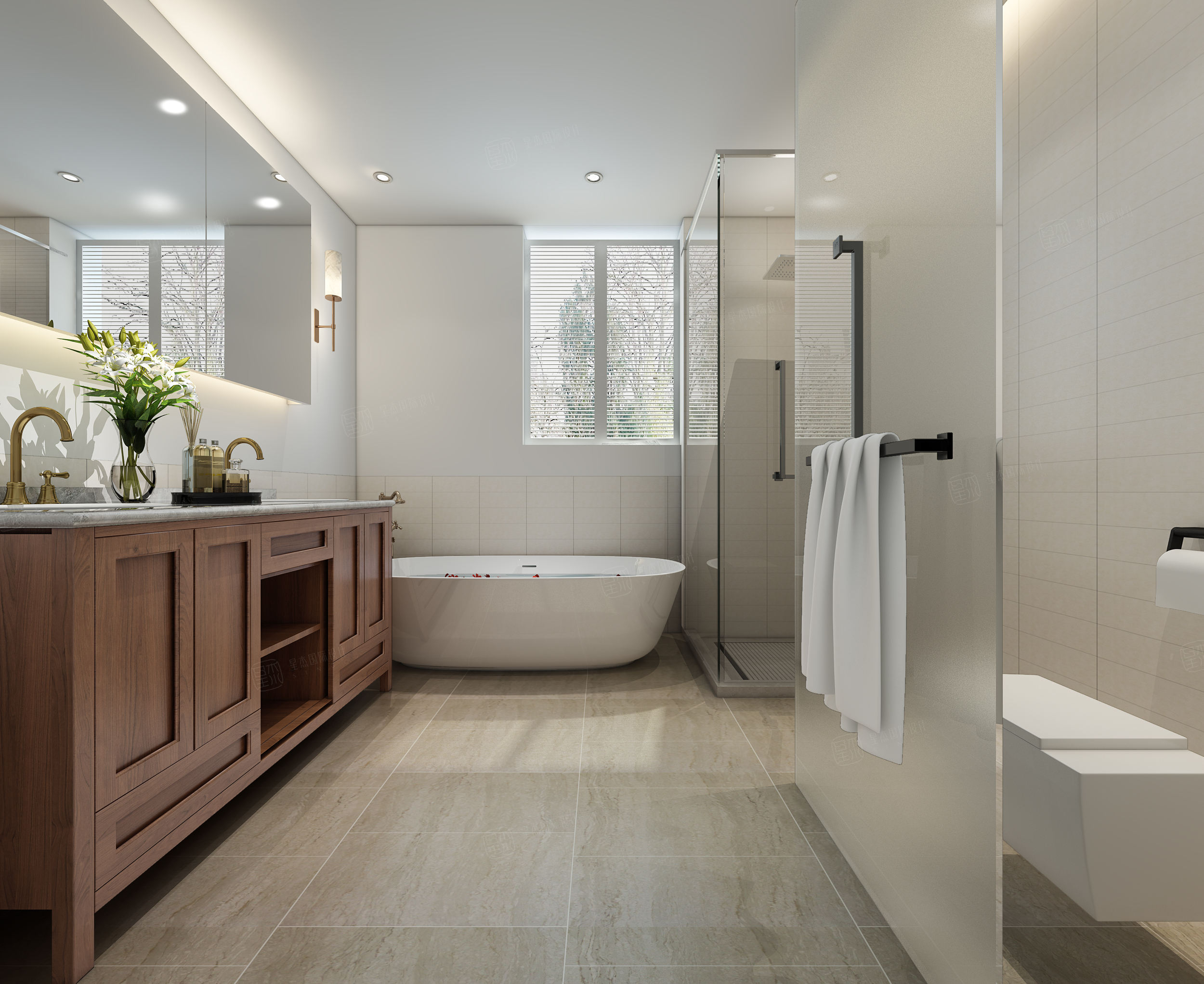 龙湖郦城 简美装修卫生间效果图