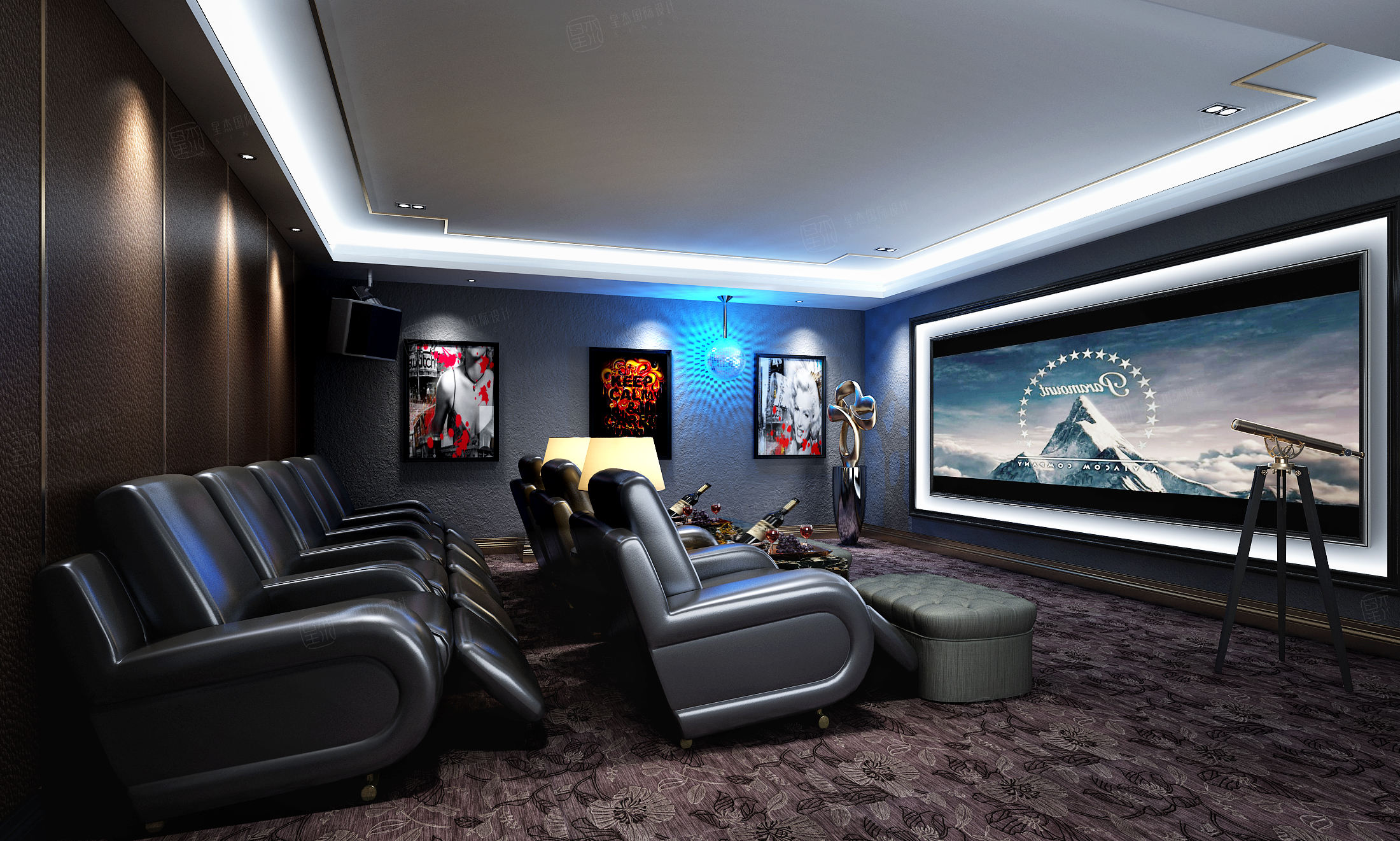 中式装修影音室效果图