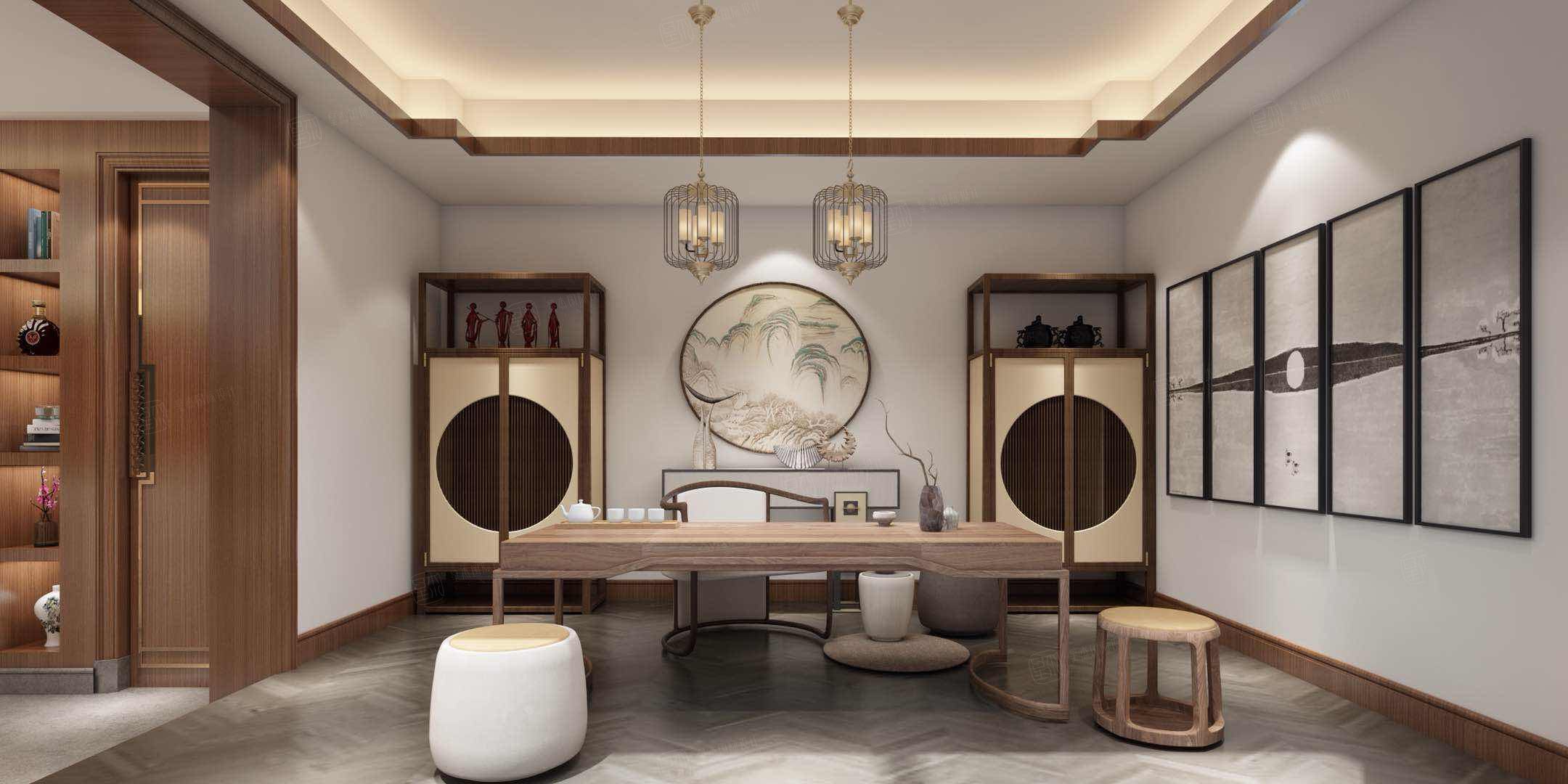 桃坞雅苑_禅意居家生活装修吊灯效果图