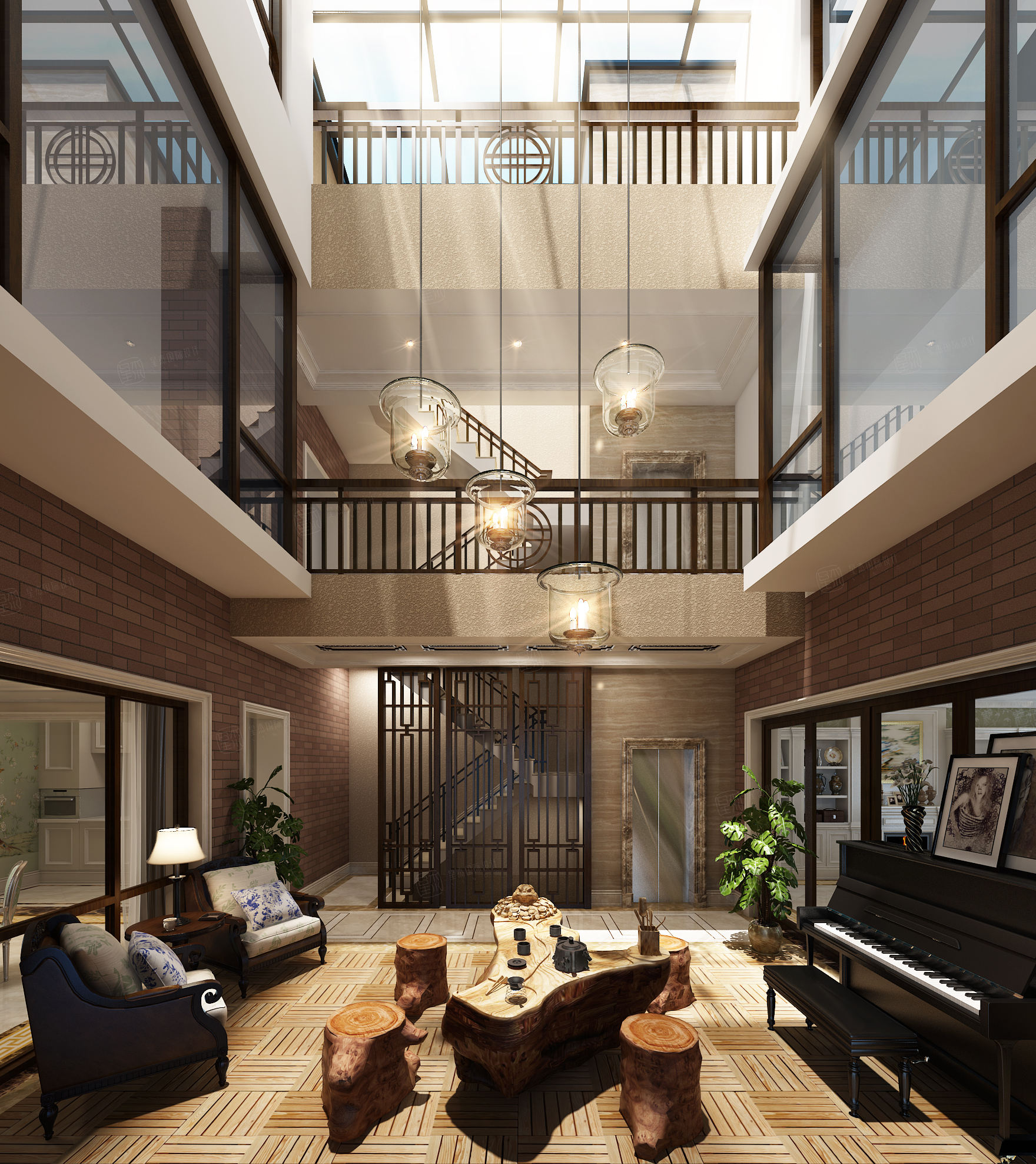 混搭装修中庭效果图