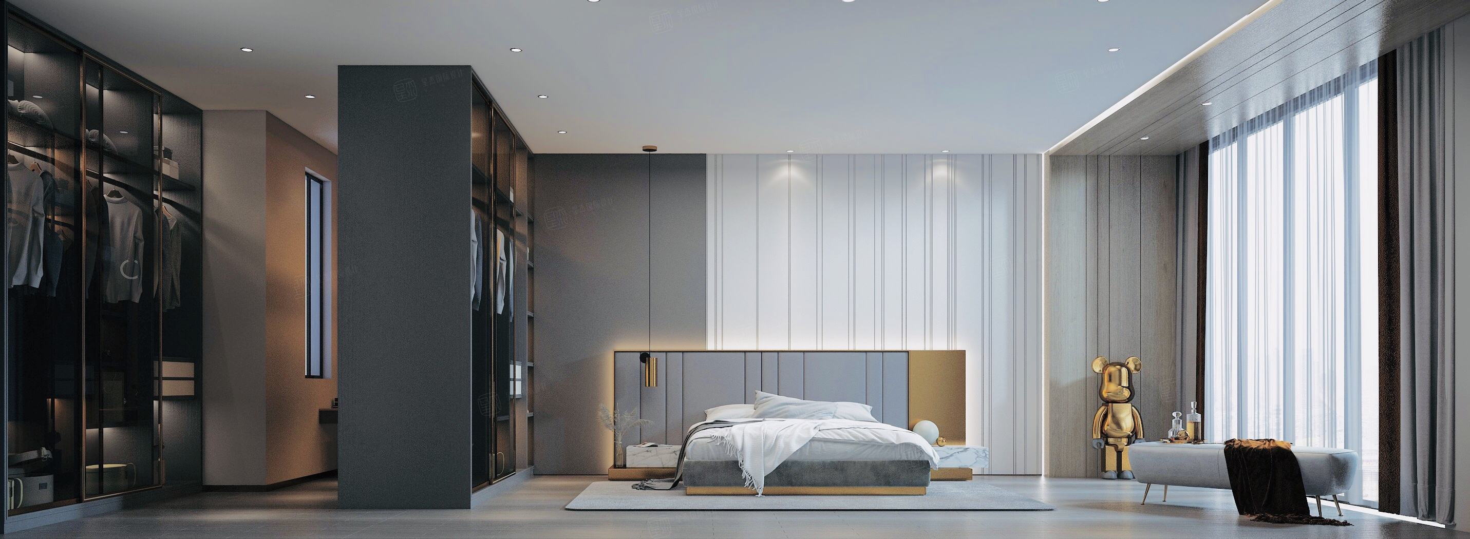 轻奢装修卧室效果图