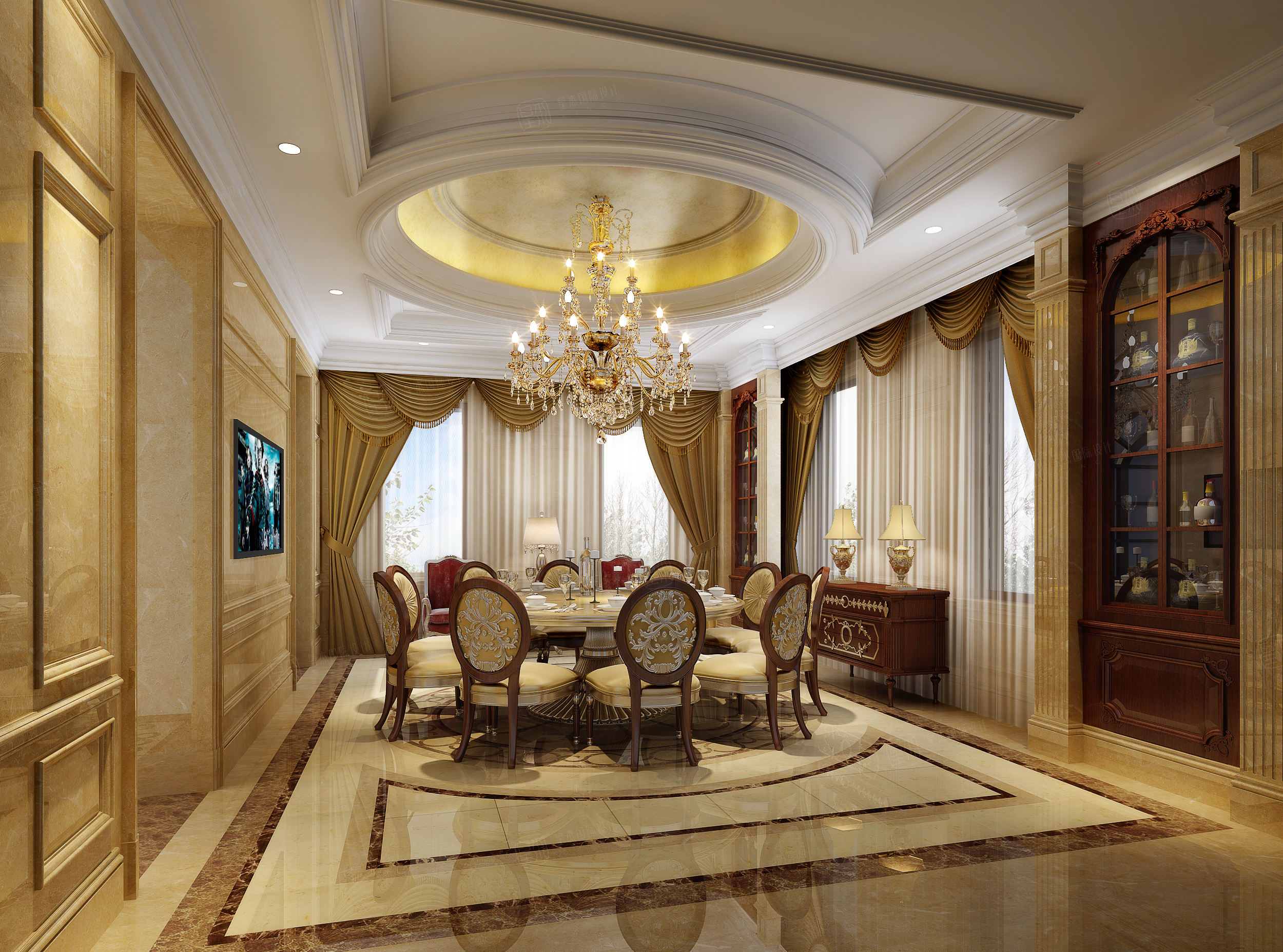 欧式古典 - 欧式风格三室一厅装修效果图 - 王茜子设计效果图 - 每平每屋·设计家