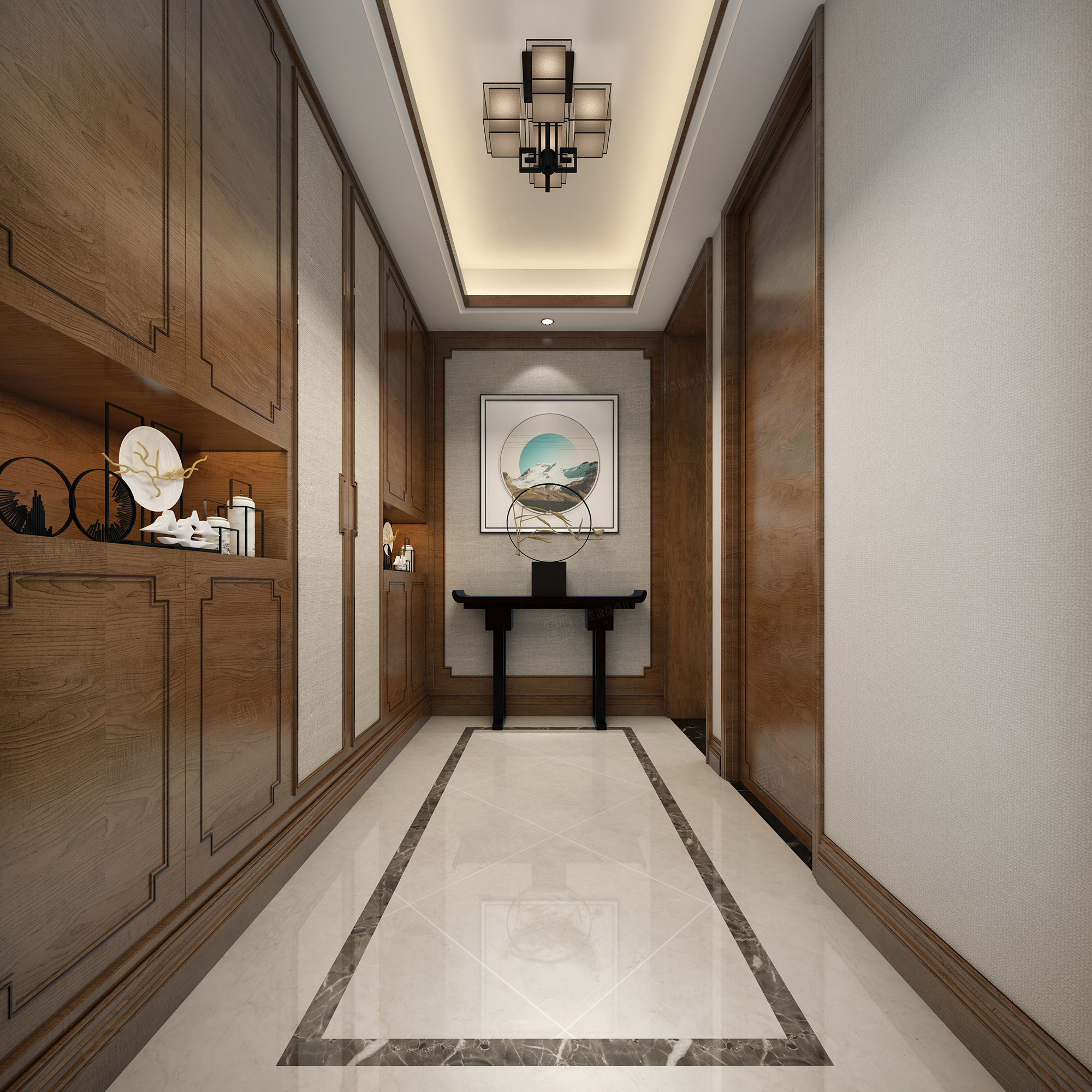 新中式装修玄关效果图