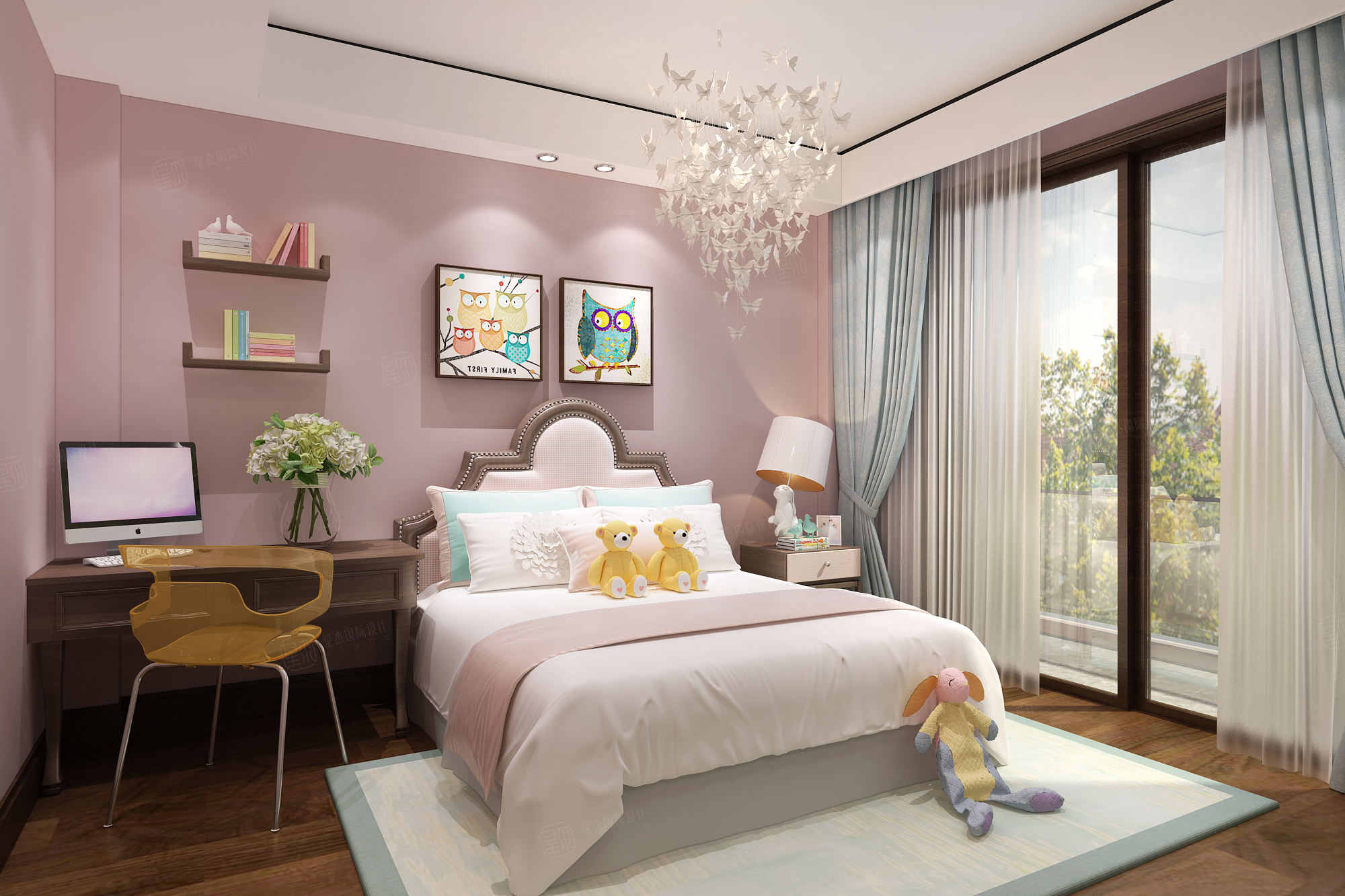 新中式_睢宁九鼎装修女孩房效果图
