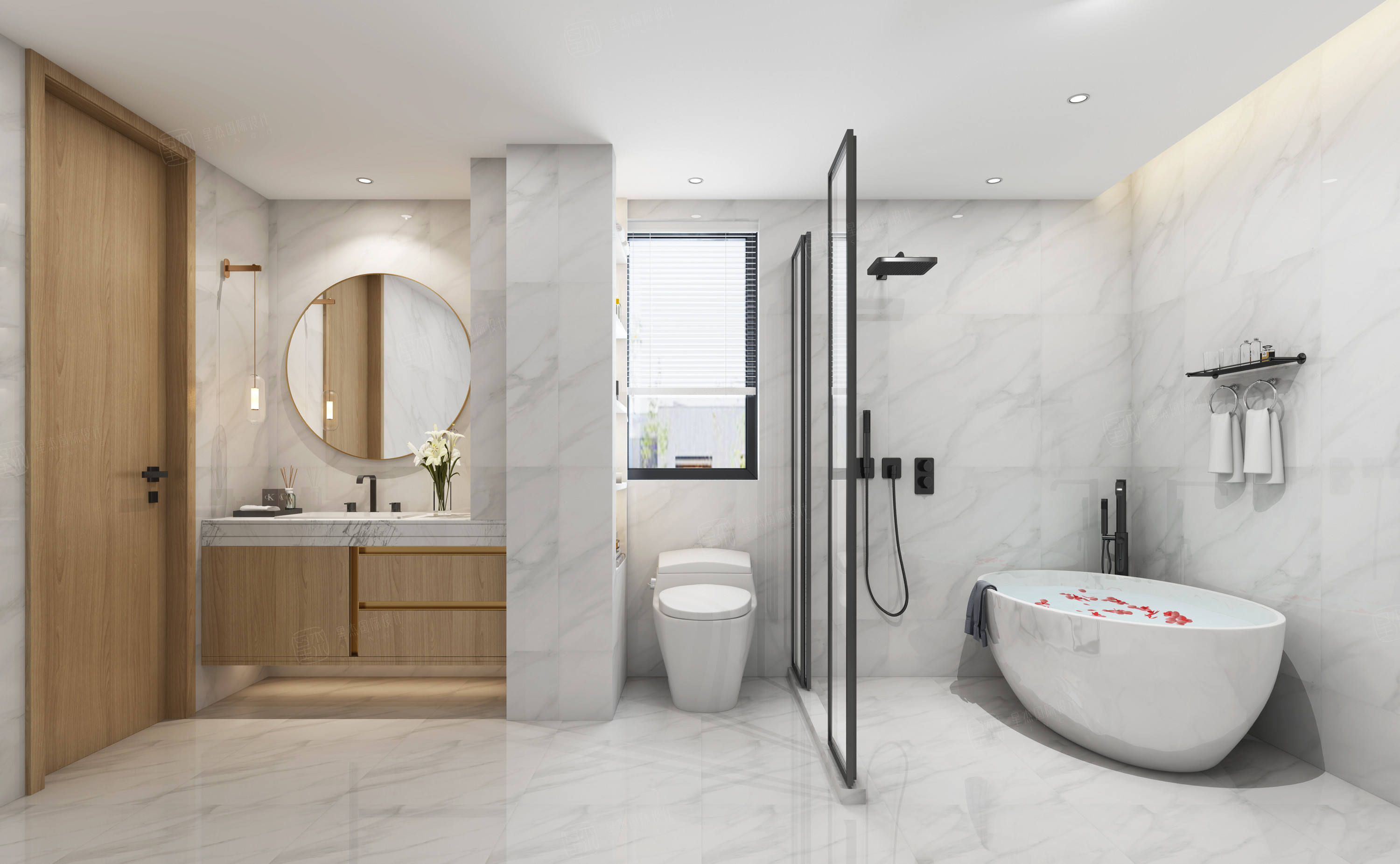 城开云外 新中式装修卫生间效果图