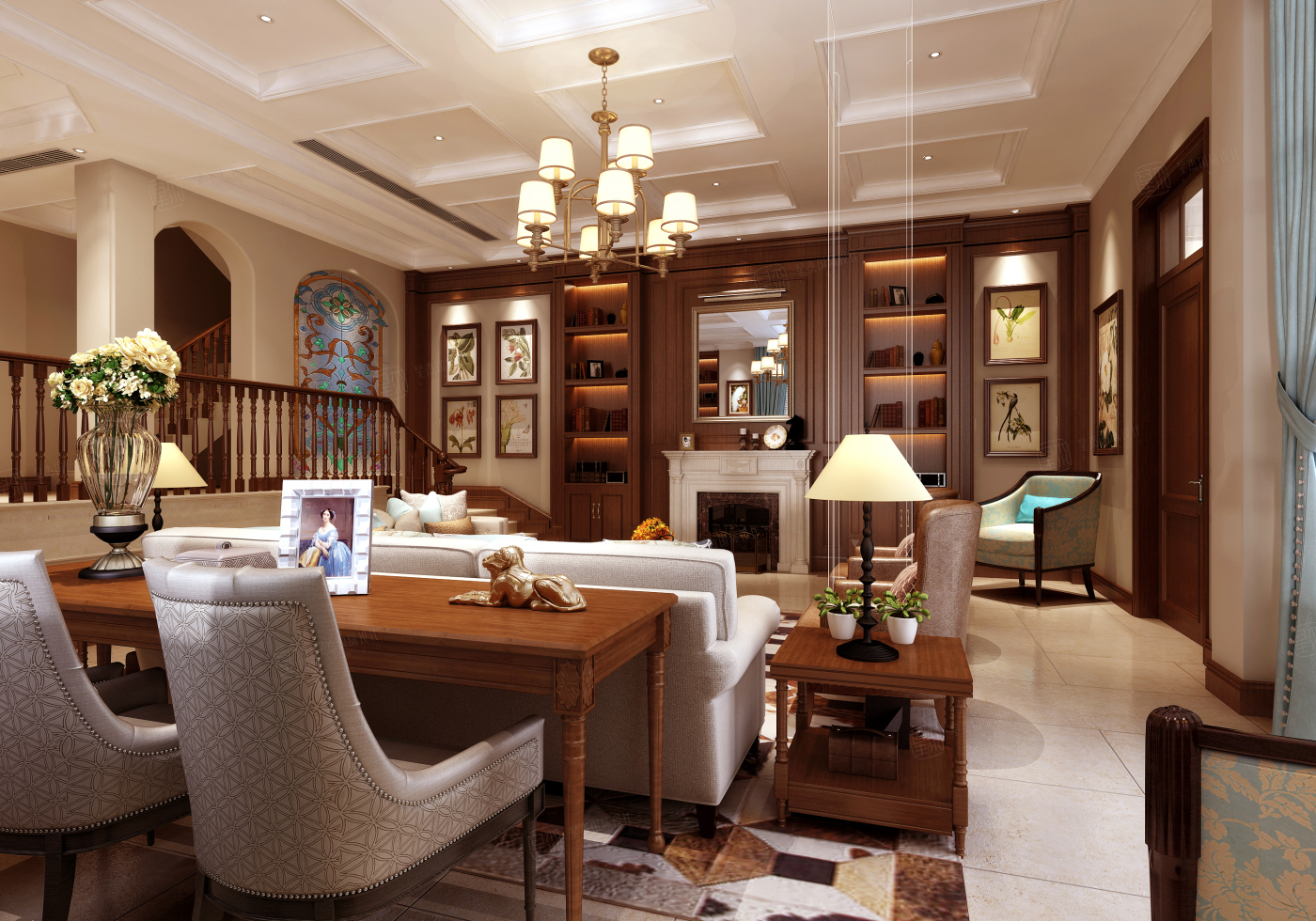 半岛领邸软装效果图-别墅简美装修价格-宁波星杰别墅软装