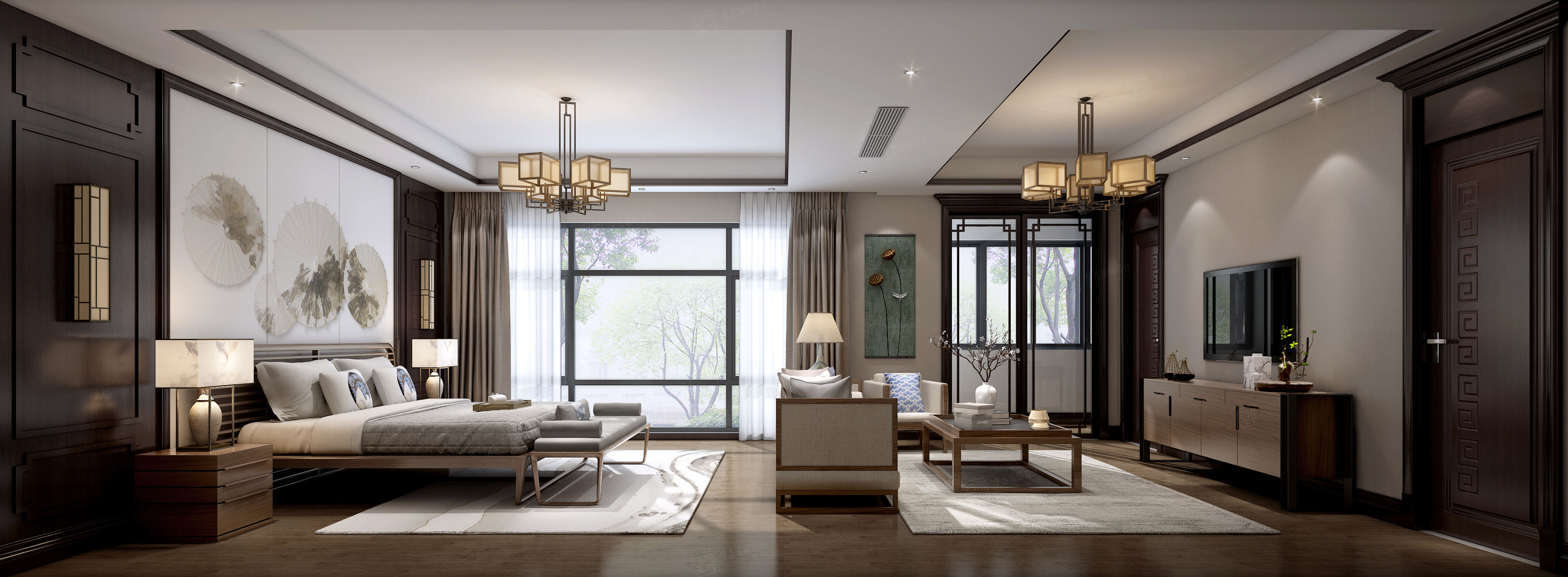 名流御园软装效果图-独栋别墅,别墅新中式装修价格-星杰别墅软装