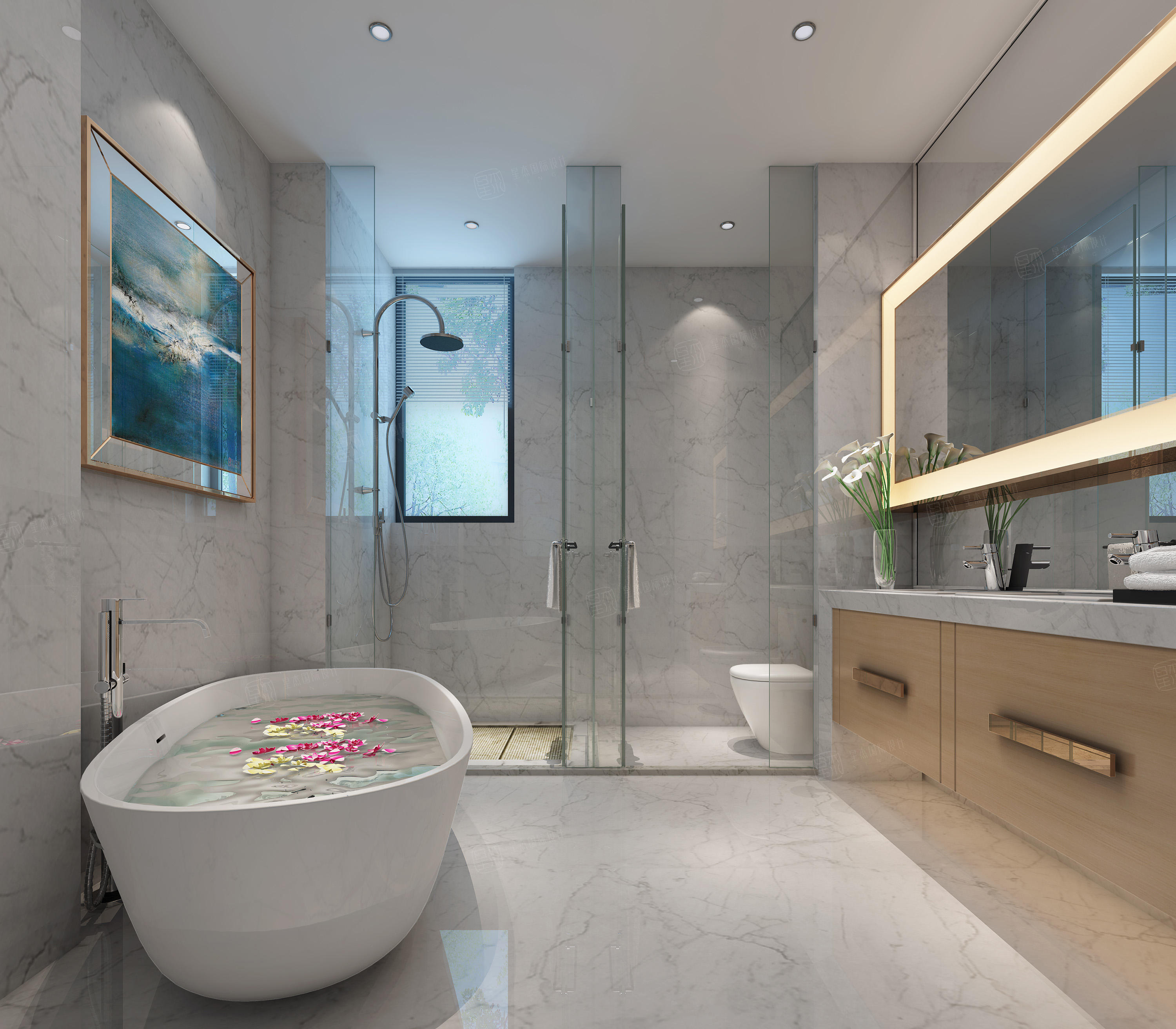 现代简约装修卫生间效果图