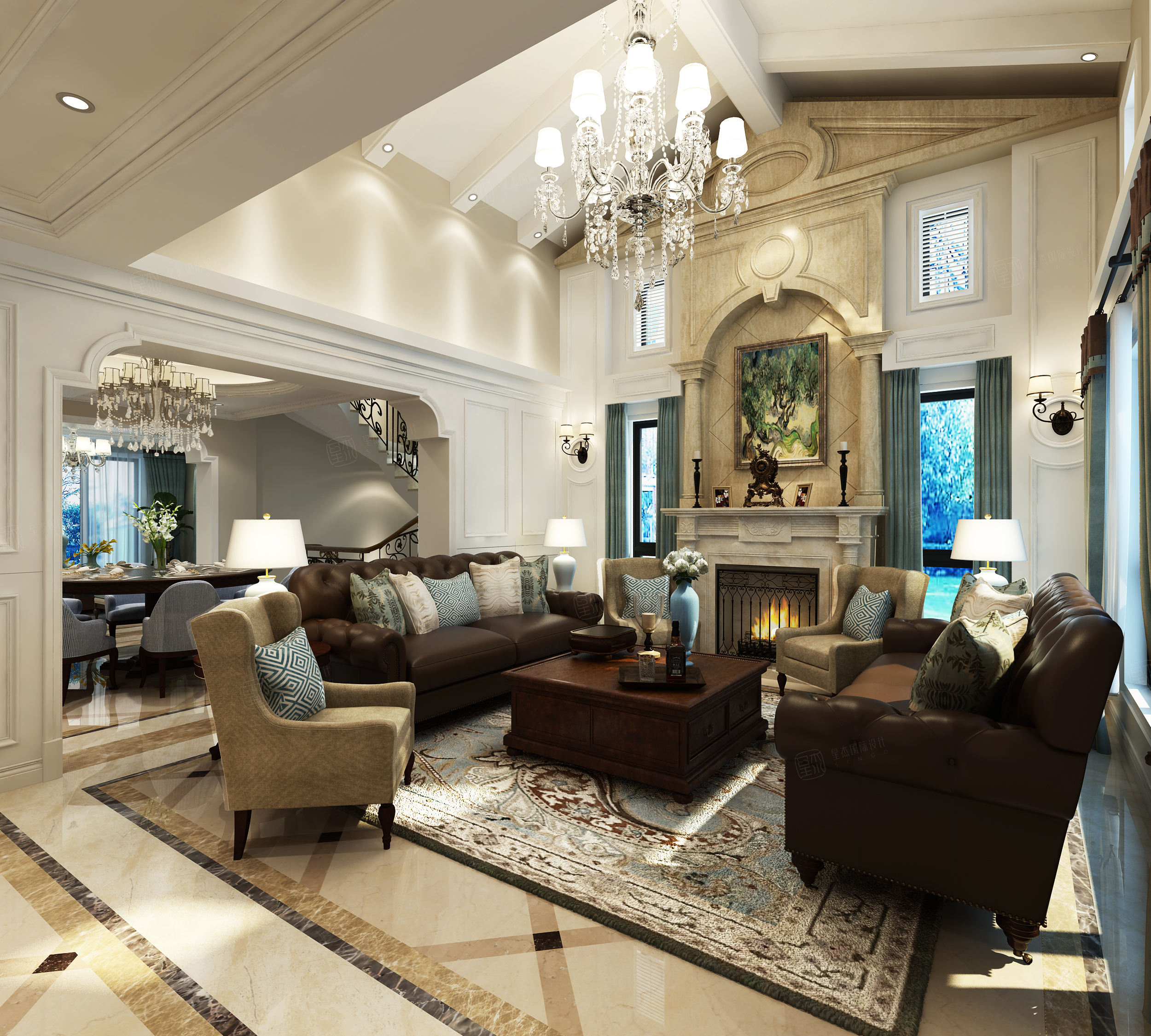 长泰西郊 欧式装修客厅效果图