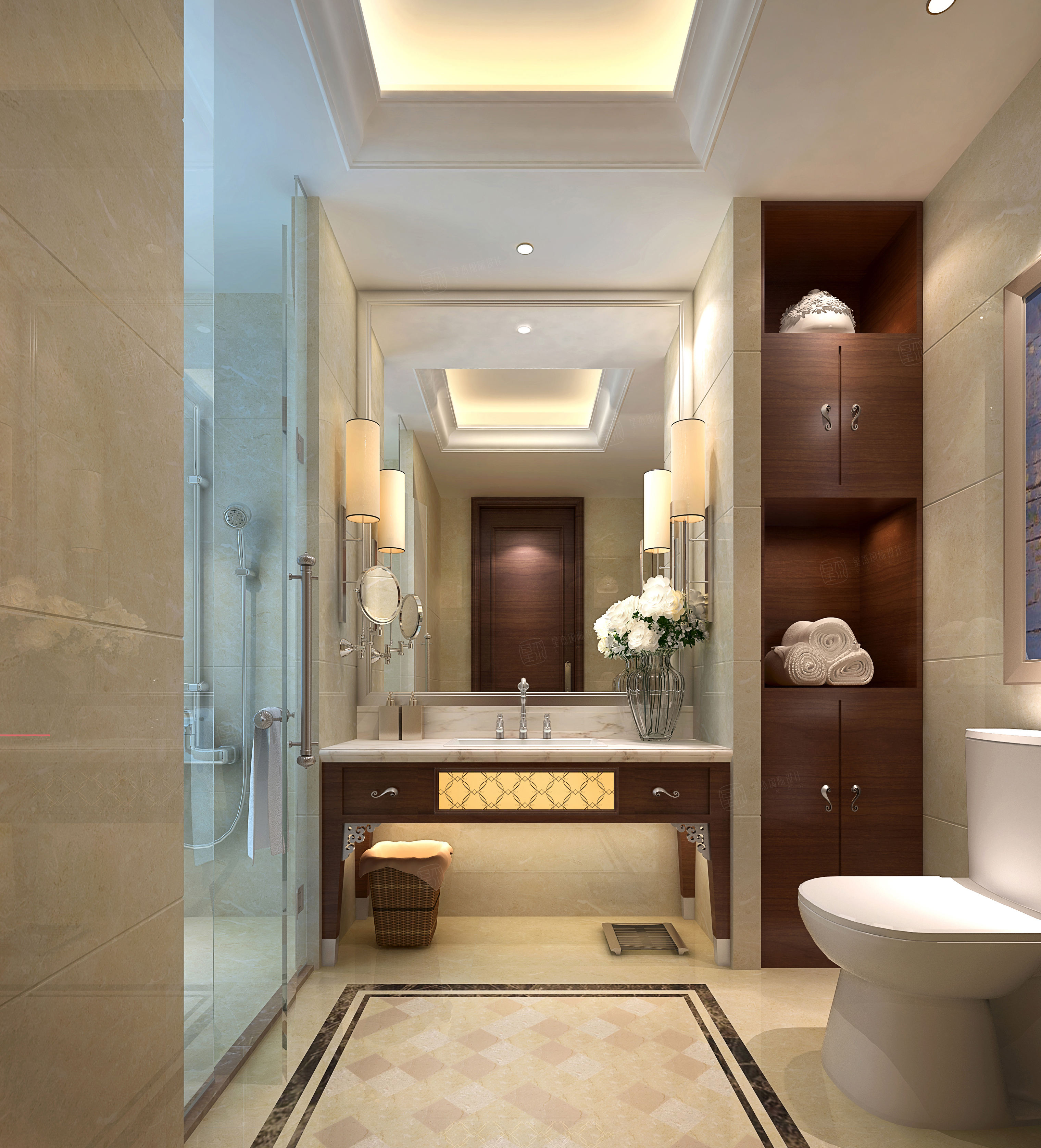 玲珑湾_让精装房精益求精装修卫生间效果图