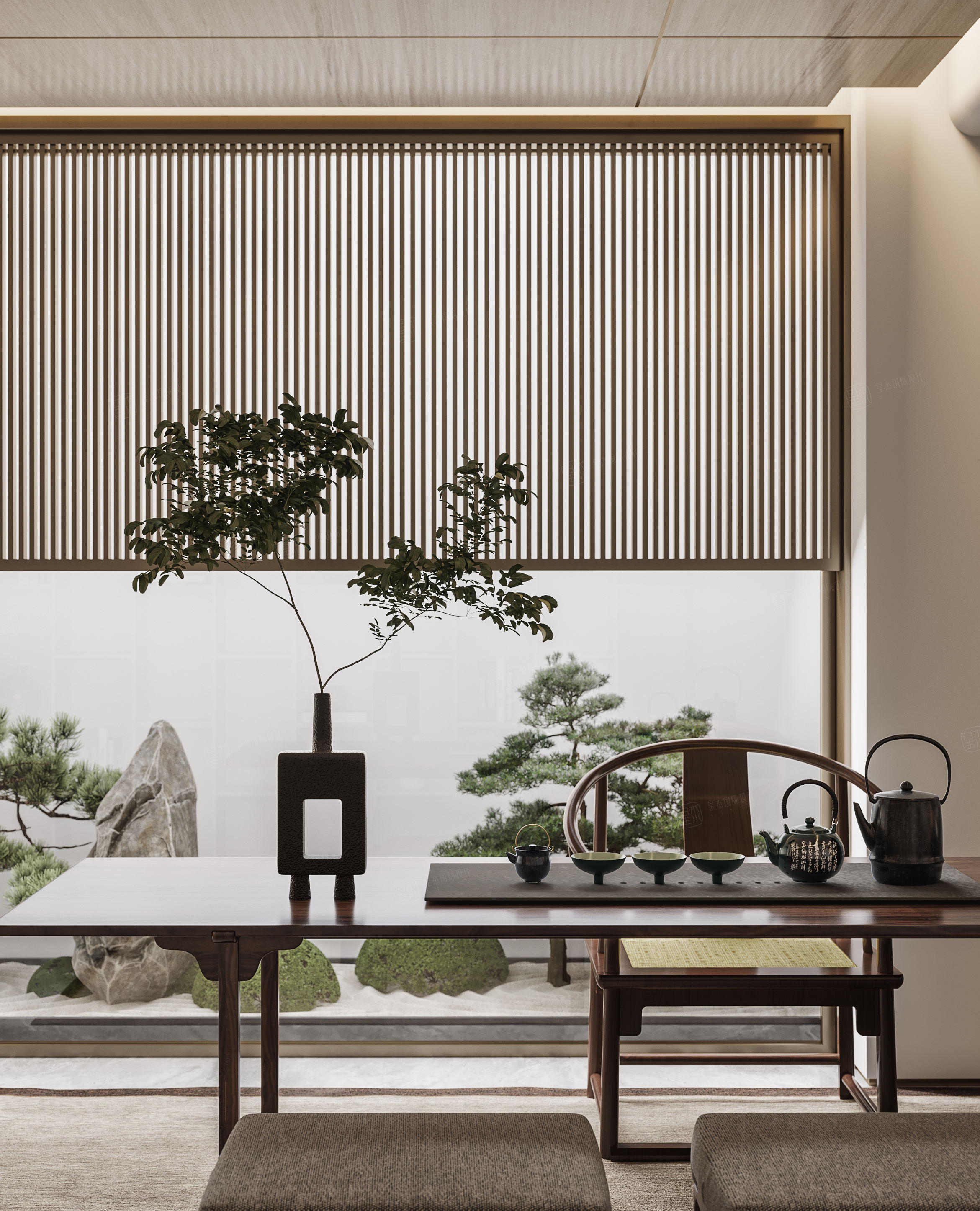 桃花源 轻奢 装修茶室效果图