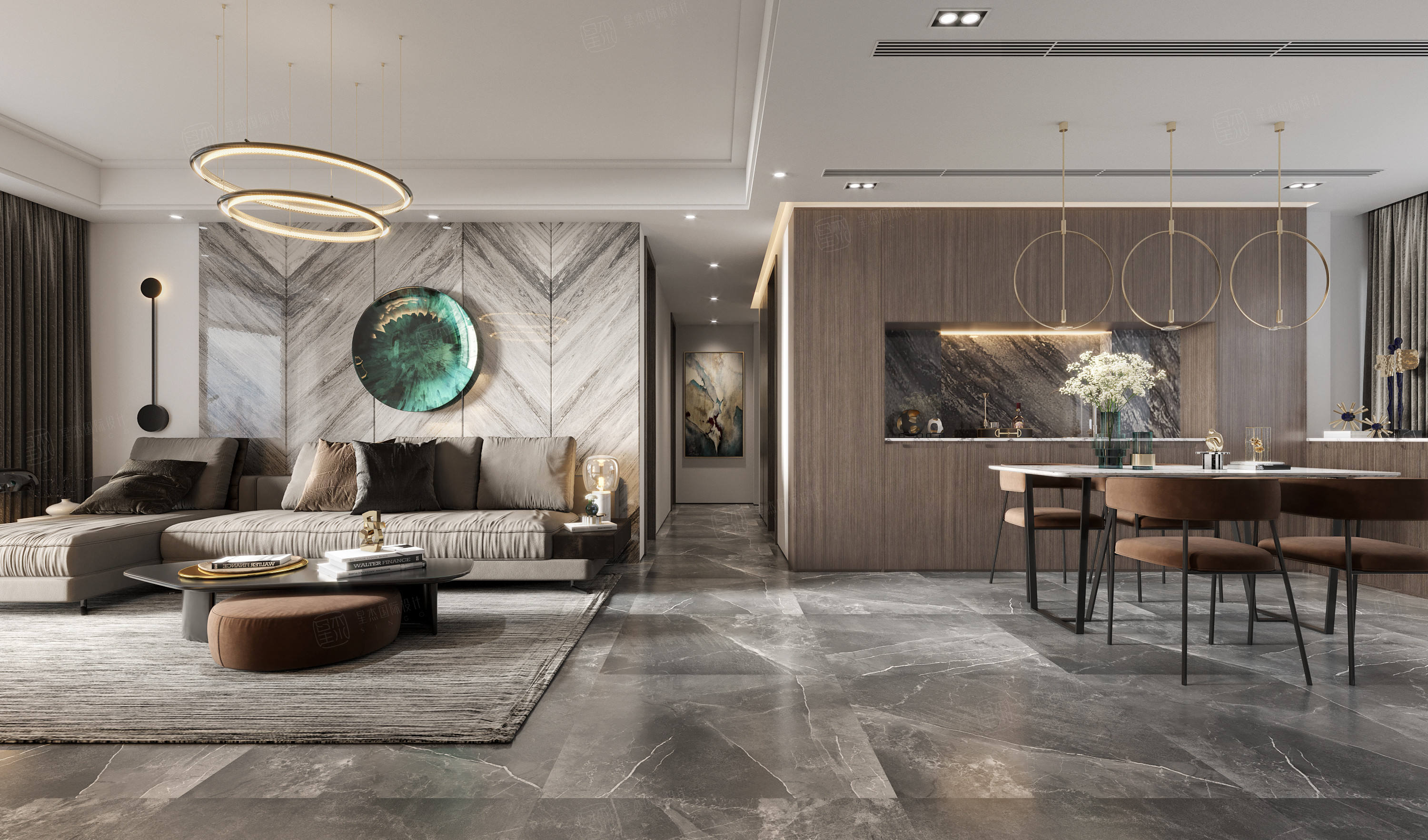 现代简约装修客厅效果图