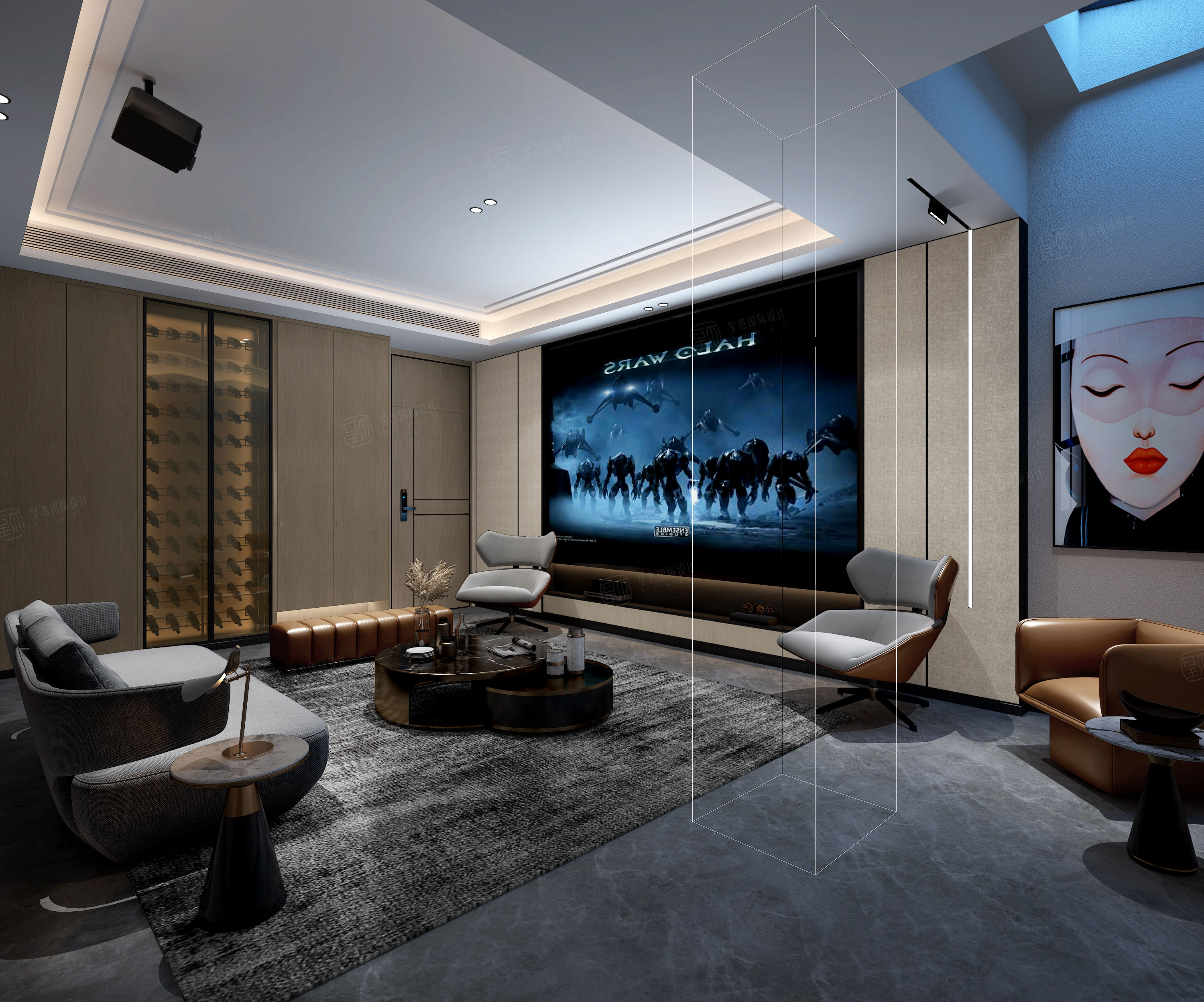 灿辉晶典 现代轻奢装修影音室效果图