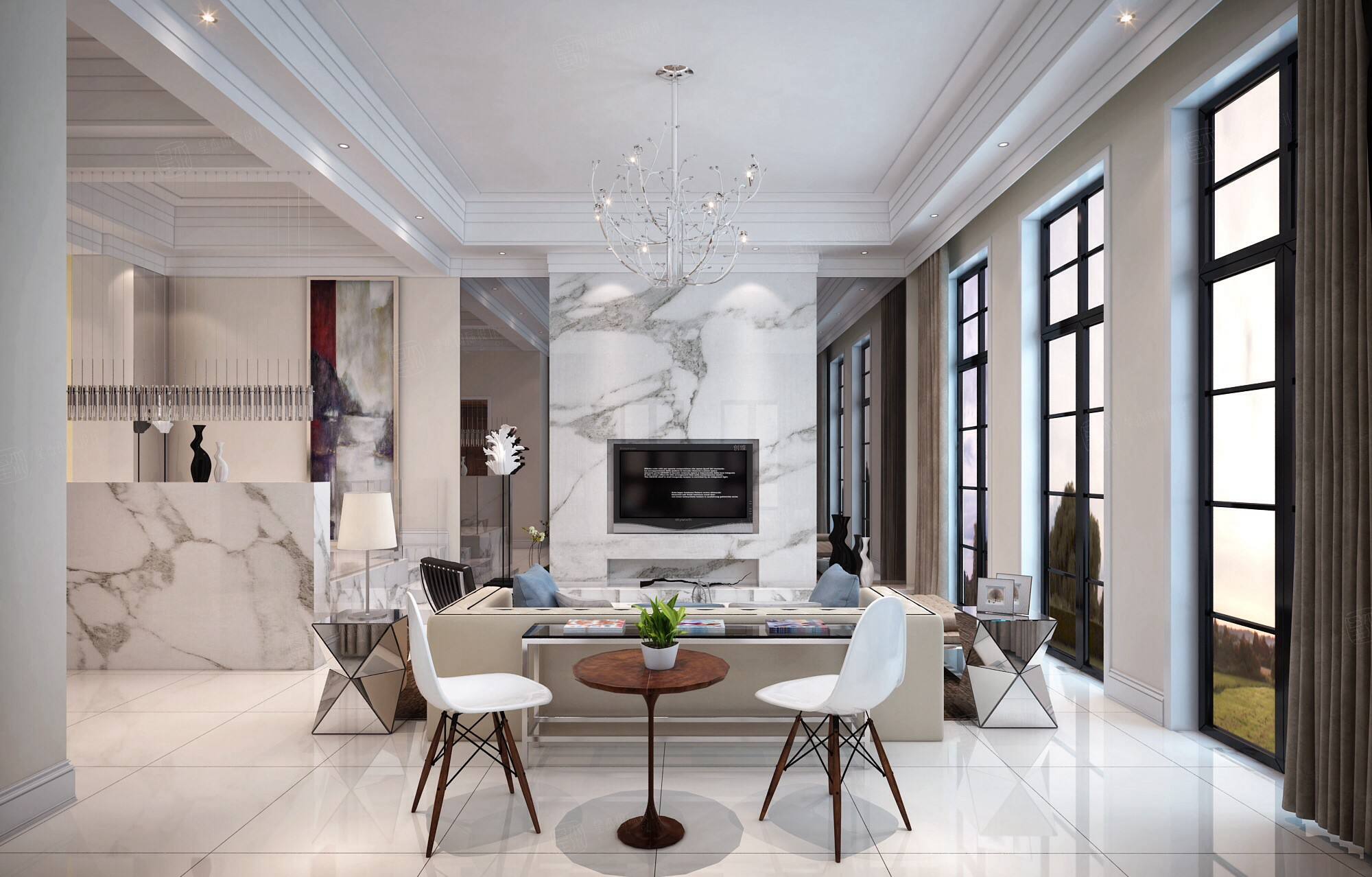 宁波卡纳湖谷别墅 现代装修客厅效果图