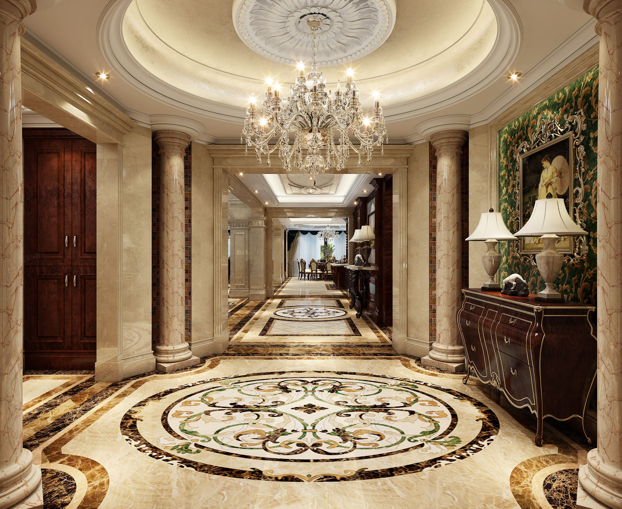 佘山银湖 欧式 装修门厅效果图