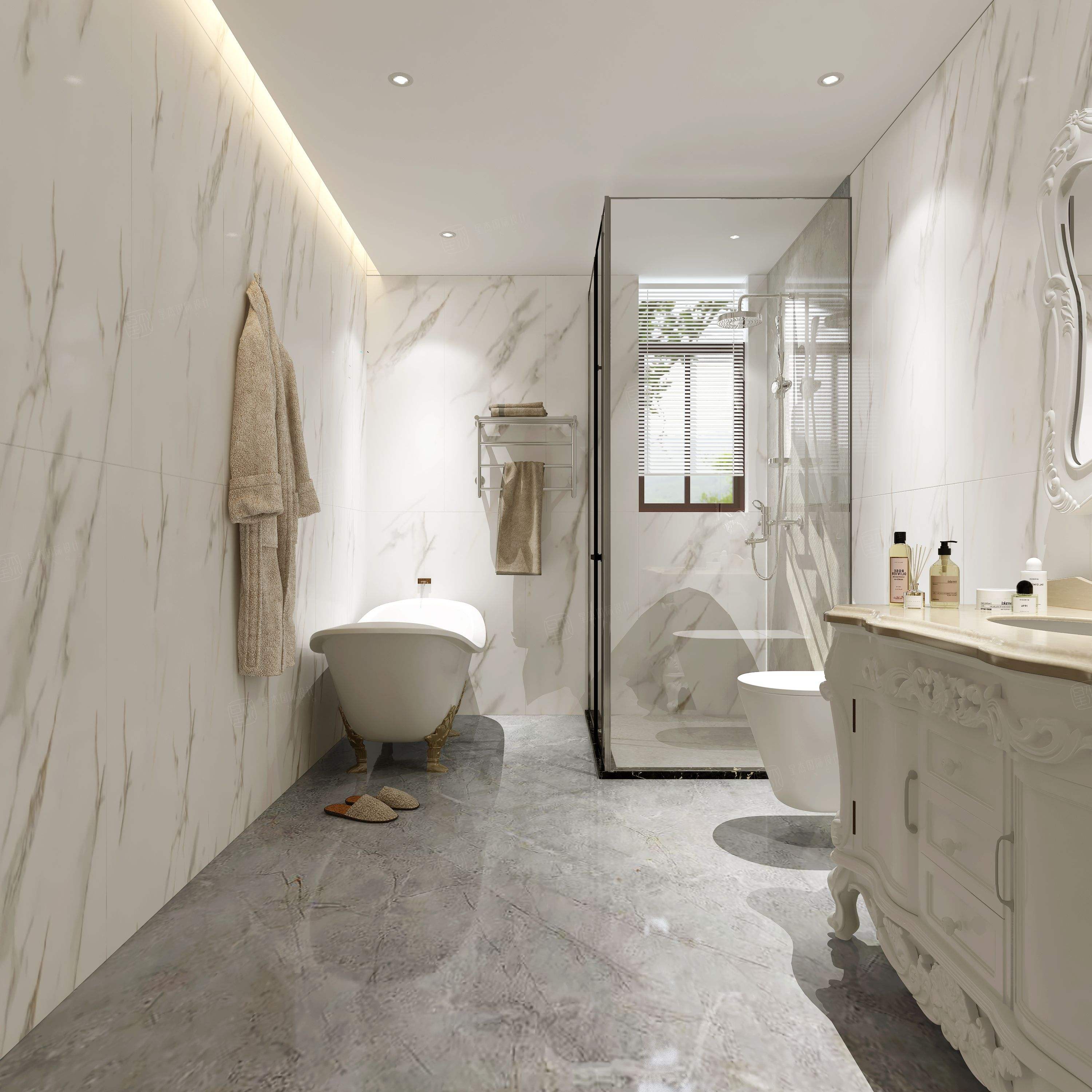 轻奢装修卫生间效果图