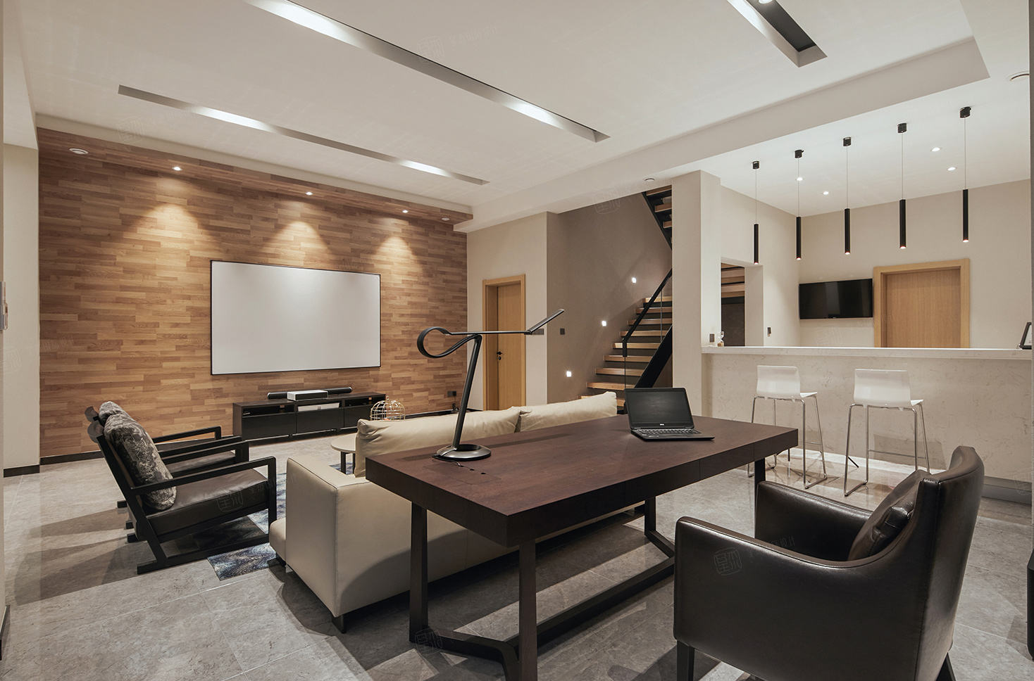 现代简约装修会客厅效果图