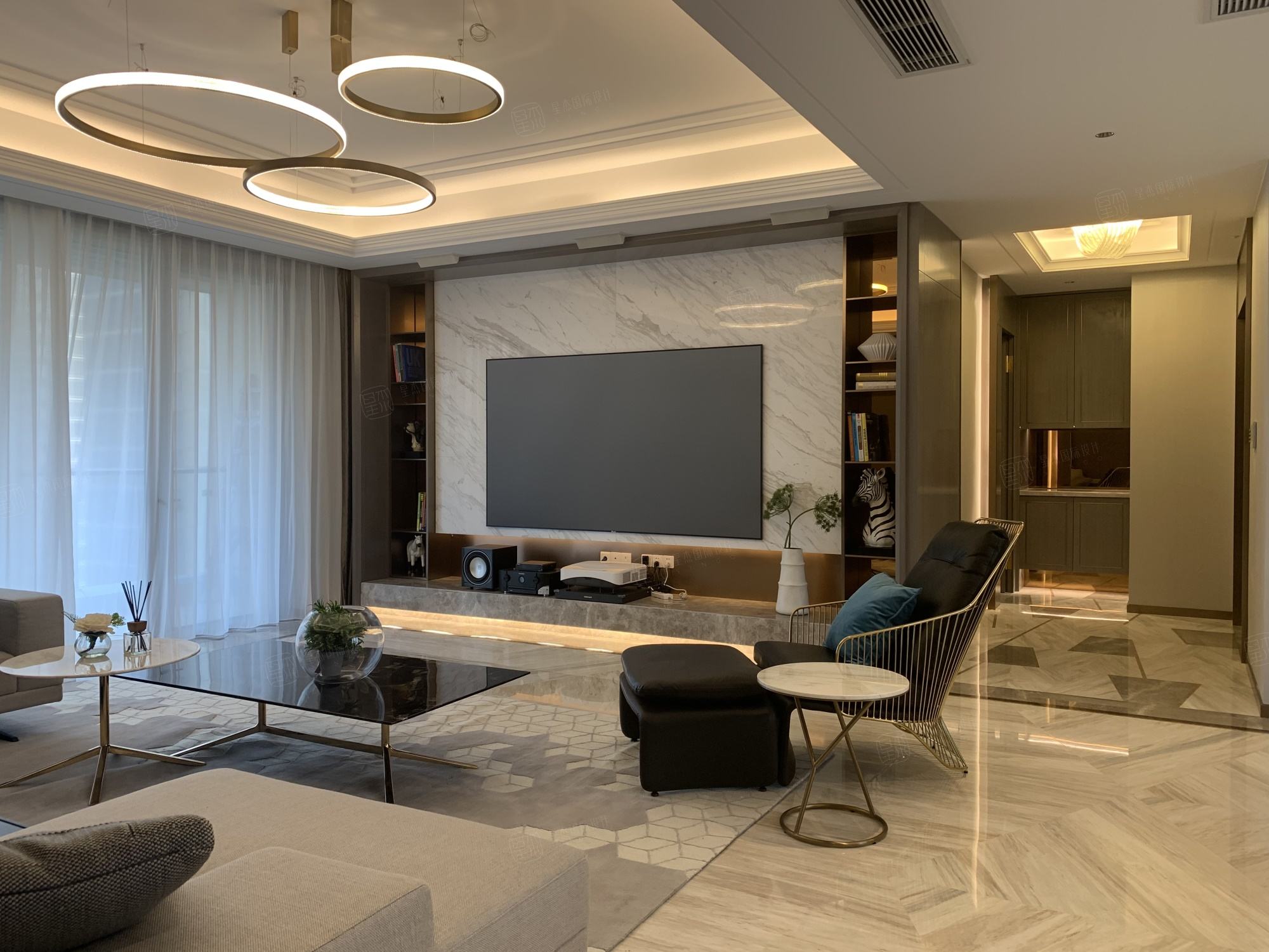 尚海郦景 现代轻奢装修客厅效果图