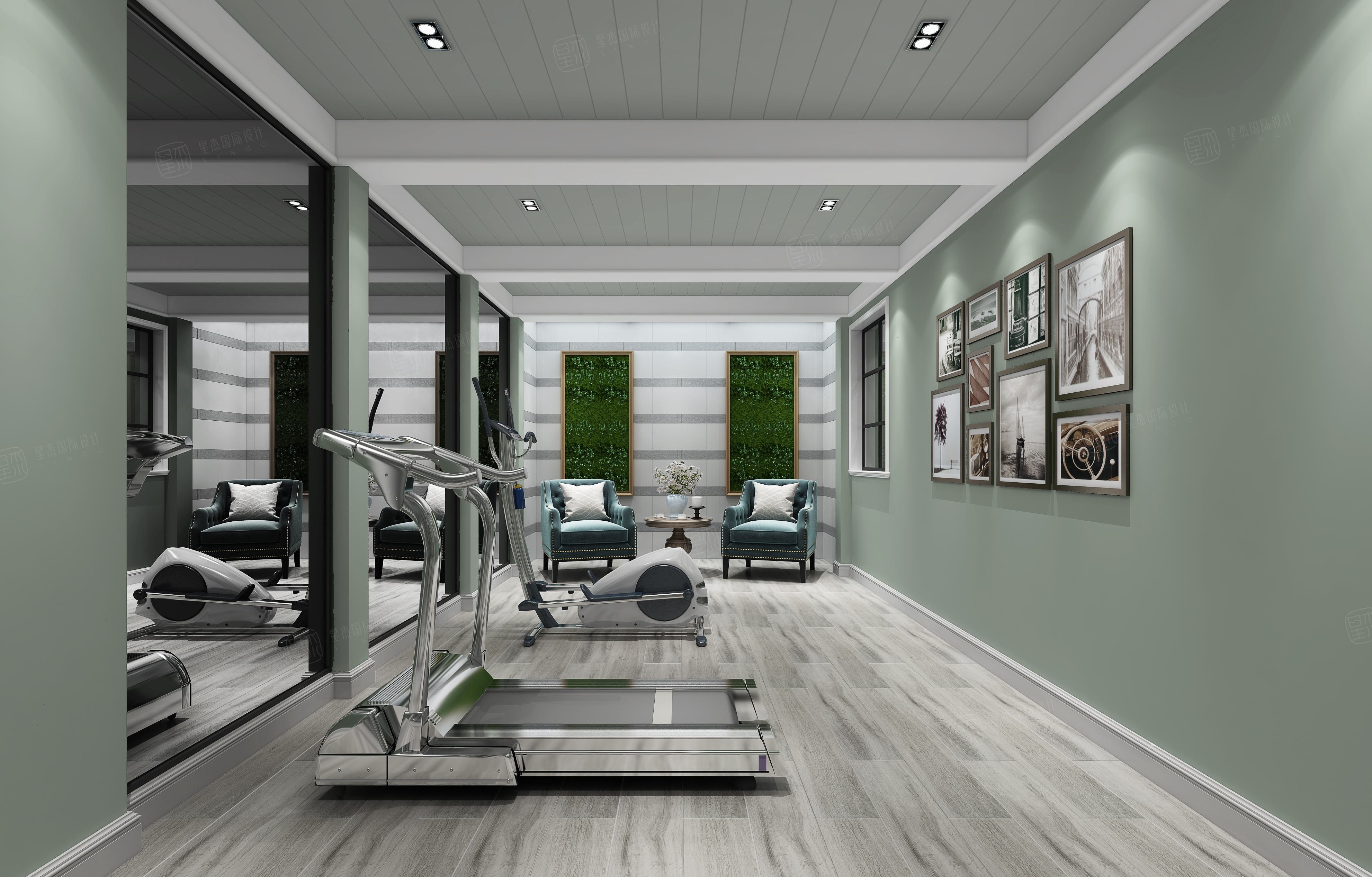 绿地太湖城_浪漫气质装修健身房效果图