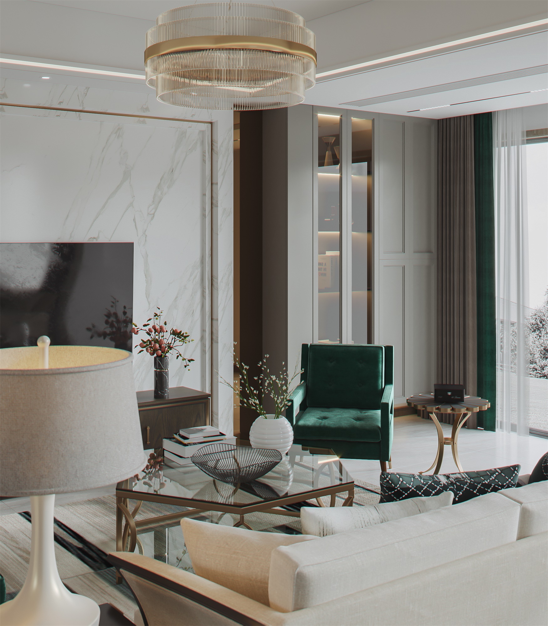 正荣御首府软装效果图-联排别墅美式,轻奢装修价格-星杰别墅软装