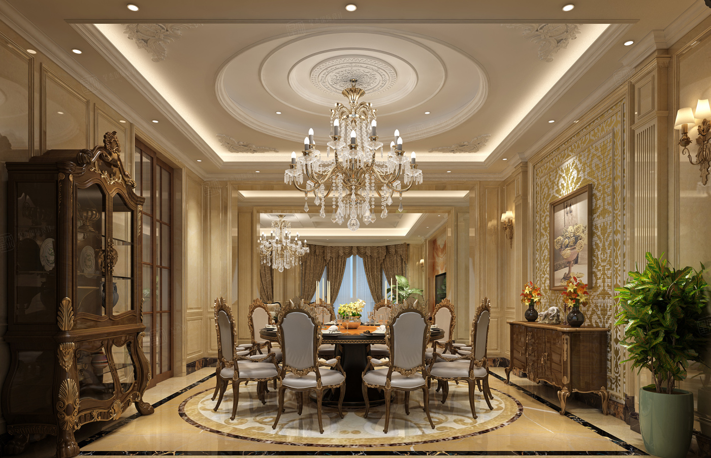 张家港自建别墅_混搭装修效果图