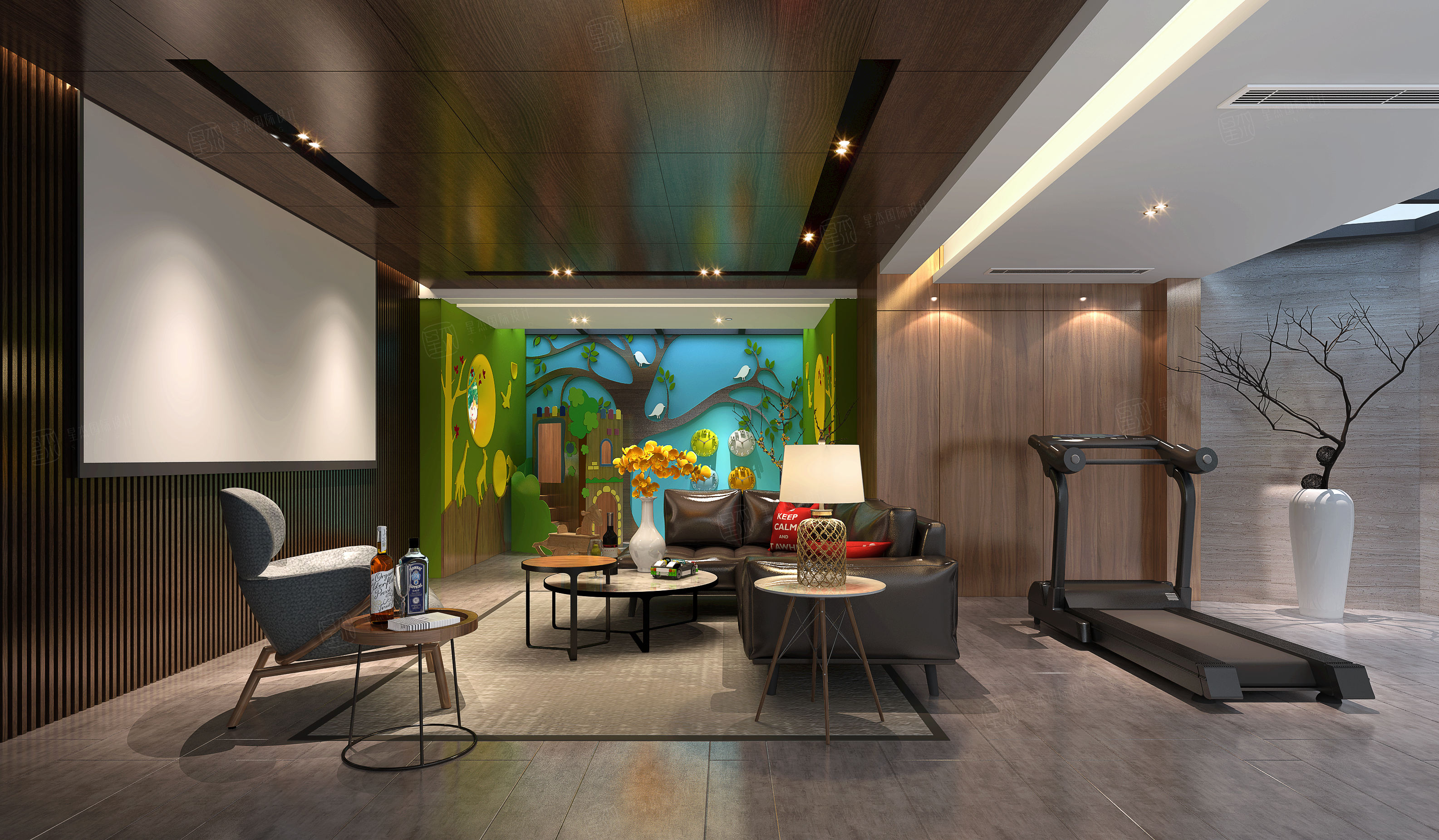 吴华伟_华府庄园-混搭风装修地下室效果图