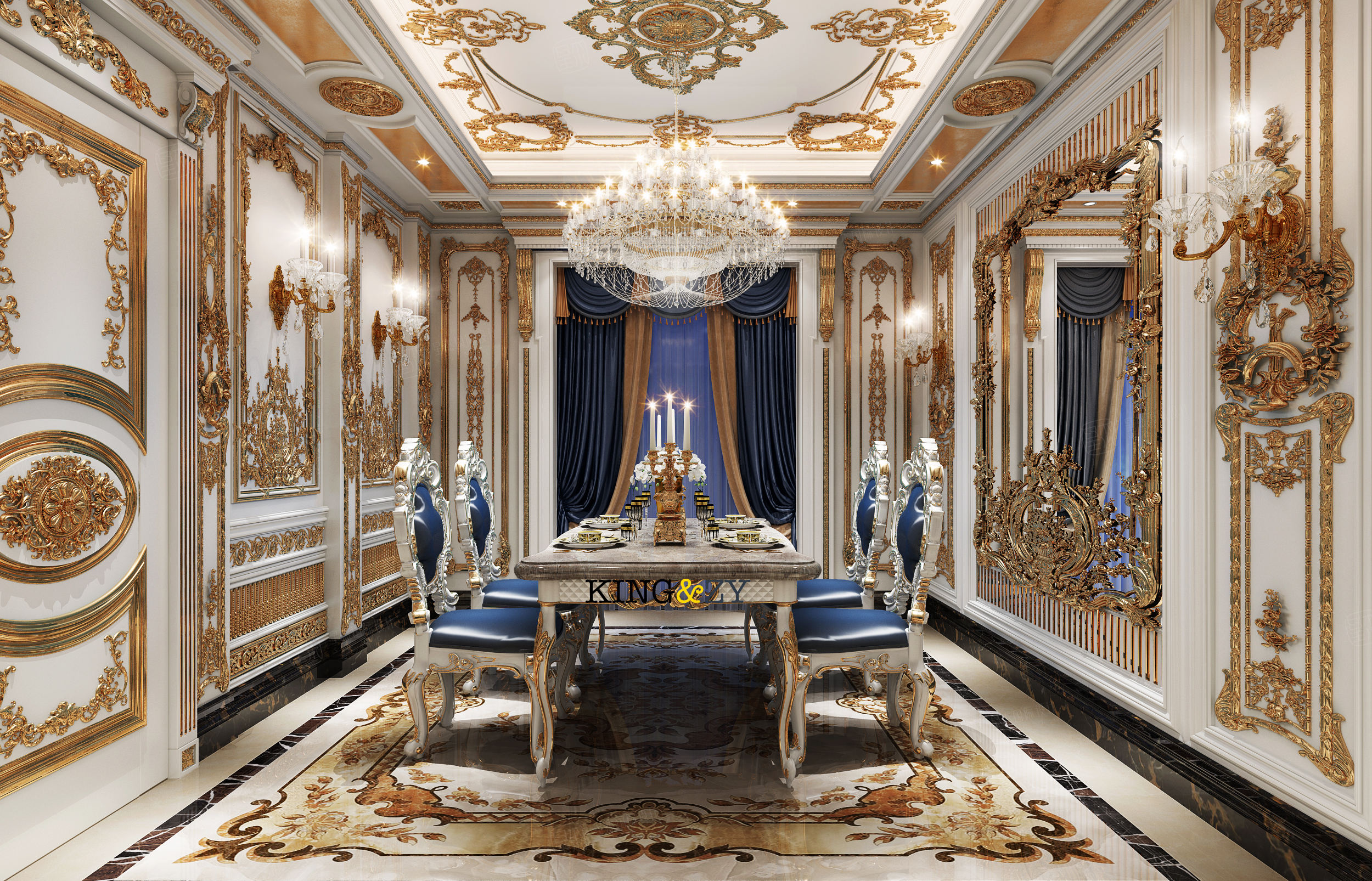 菲斯特皇家法式西餐厅-凡尔赛风格-1000平米装修餐厅效果图