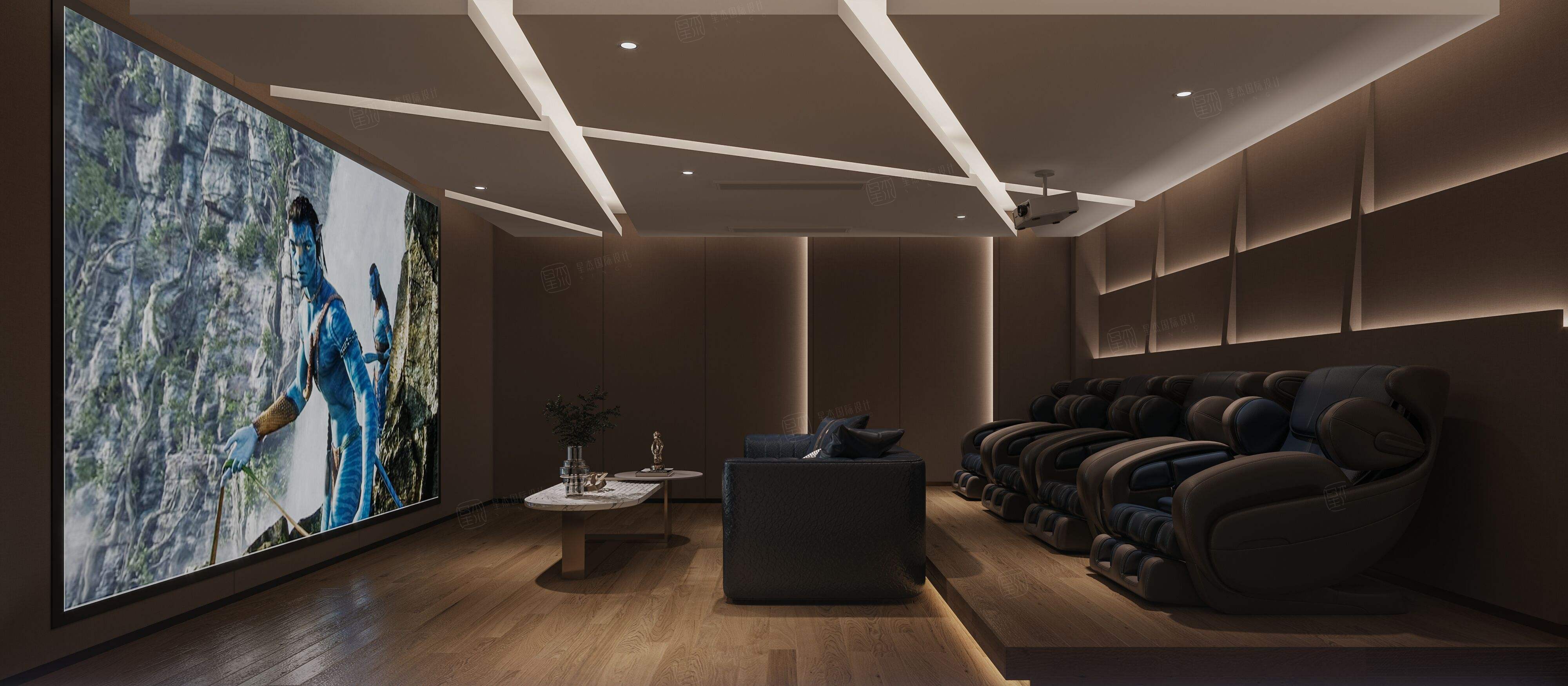 桃花源 现代轻奢装修影音室效果图