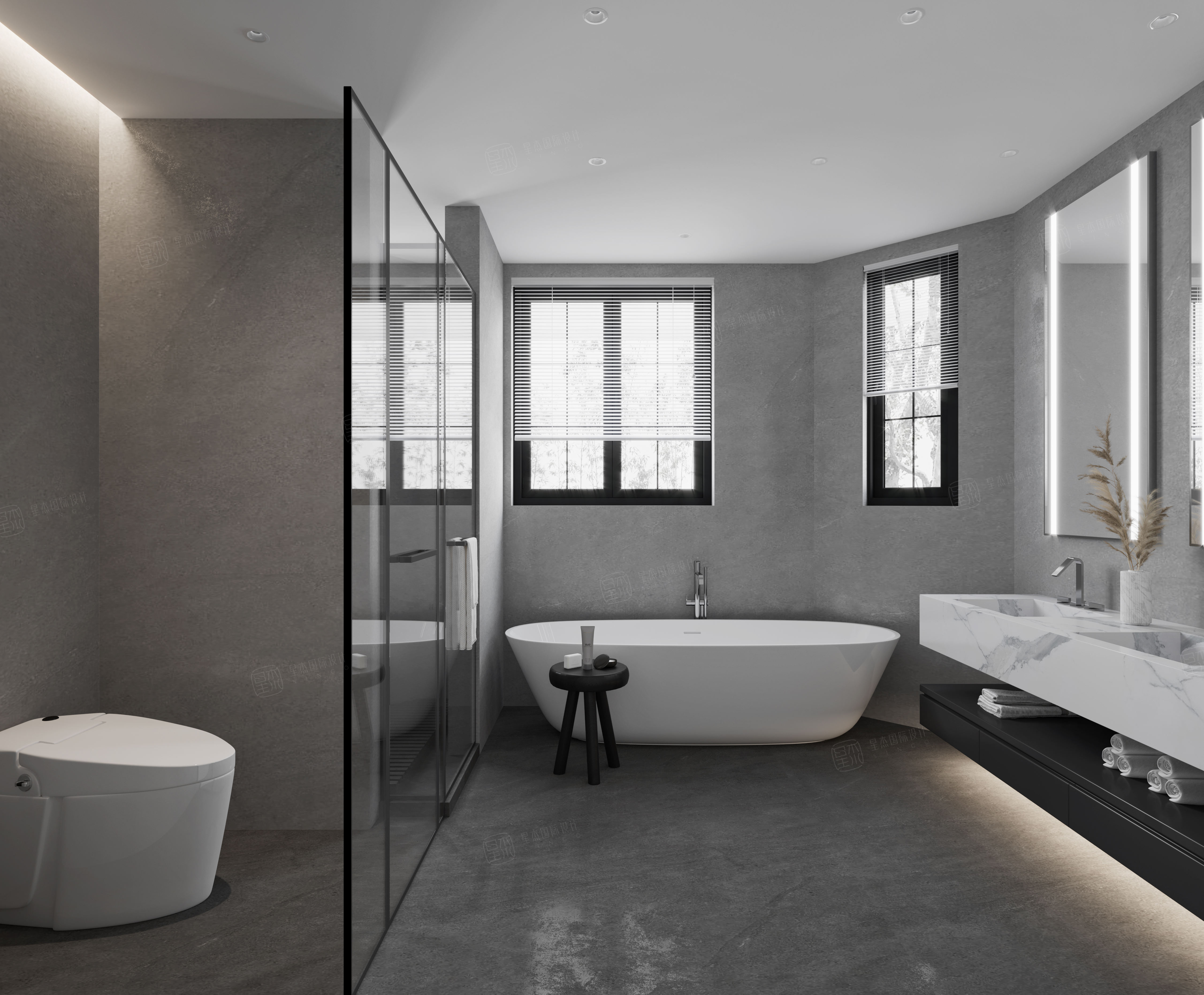 现代简约——山河水装修浴室效果图