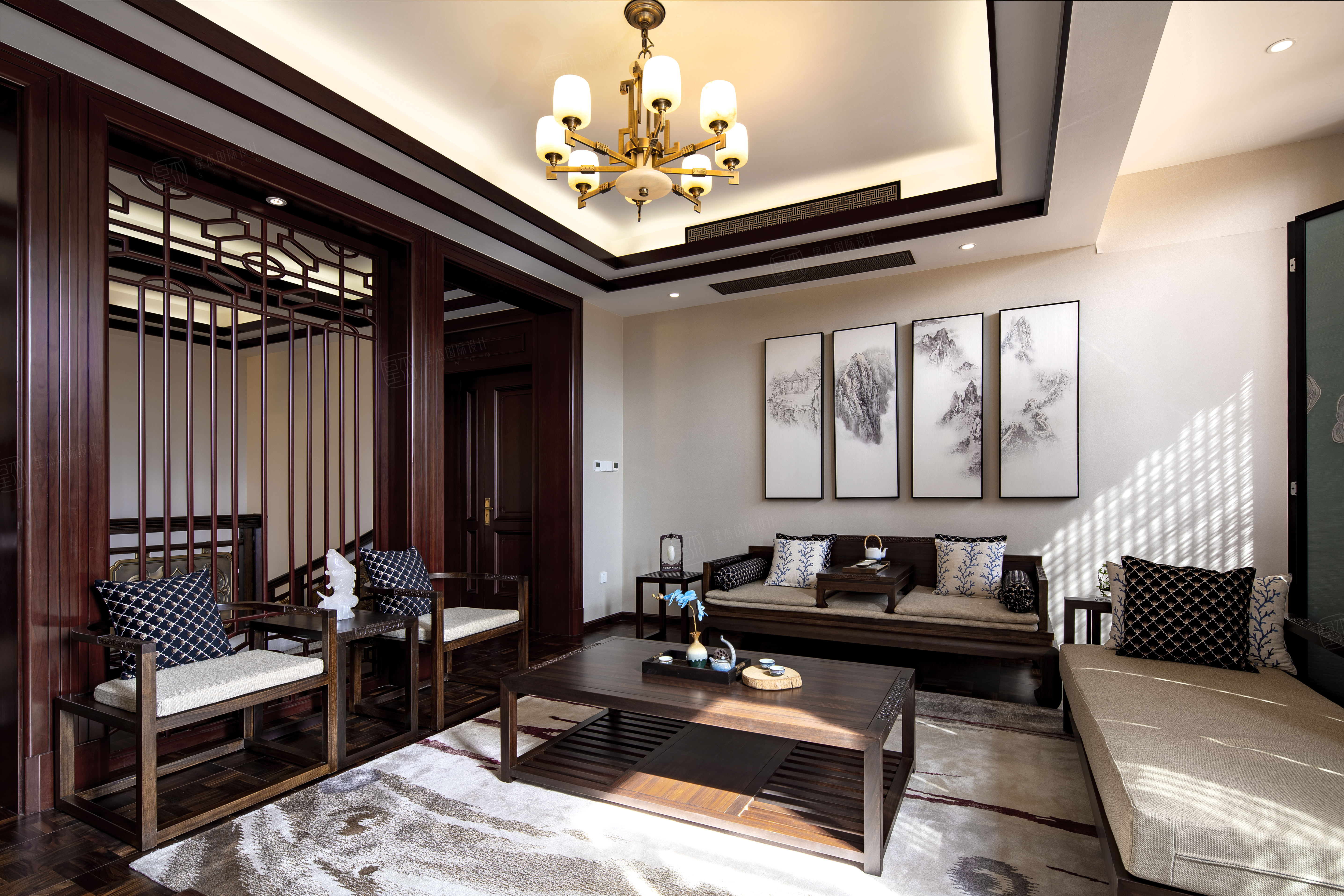 中式装修会客厅效果图