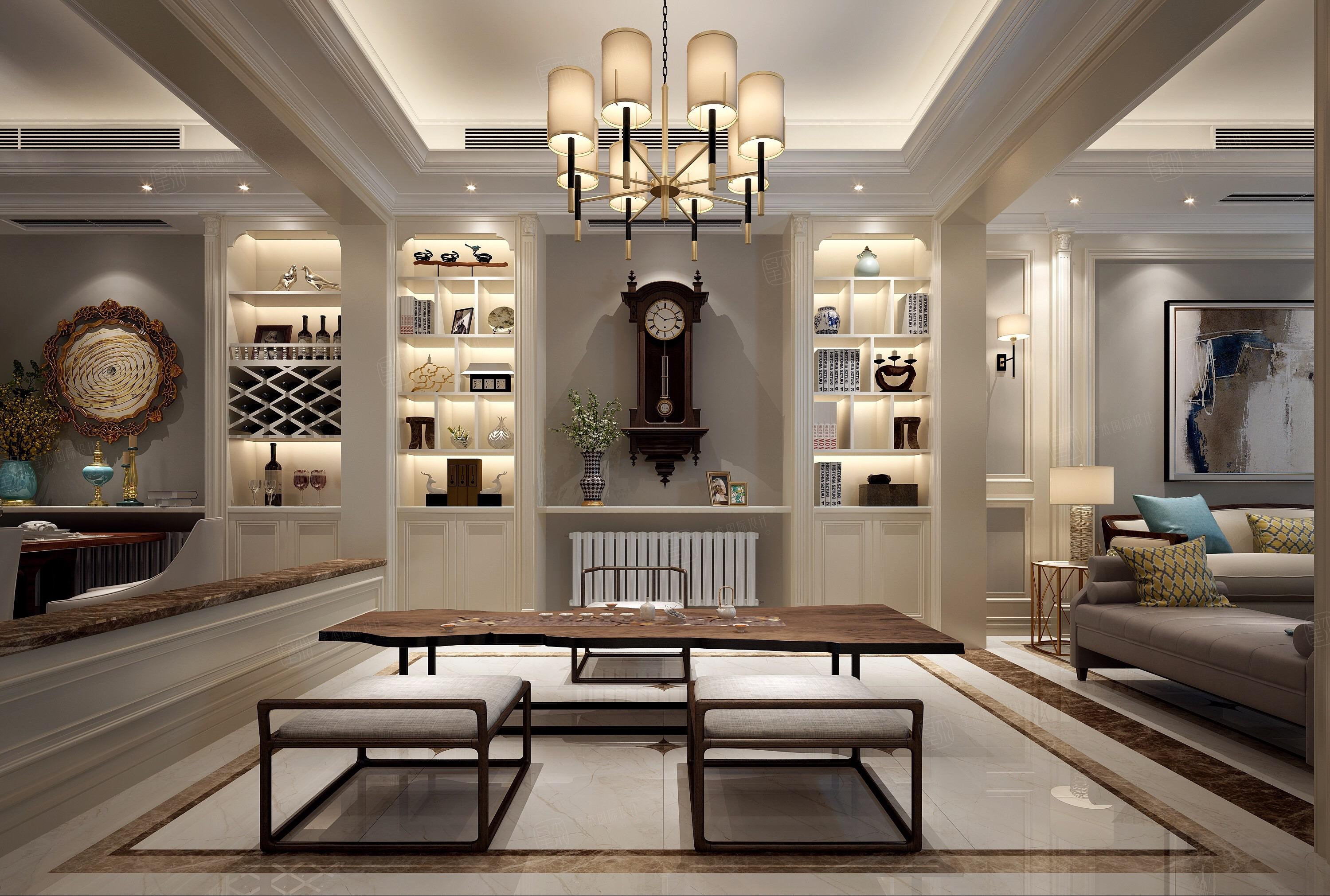 美式——景枫加州城装修茶室效果图