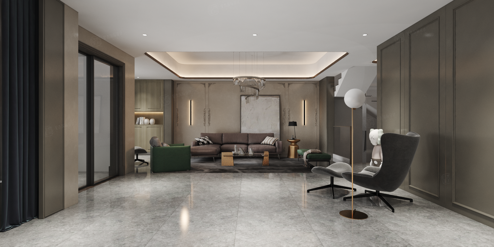 金水湾 现代轻奢风装修客厅效果图