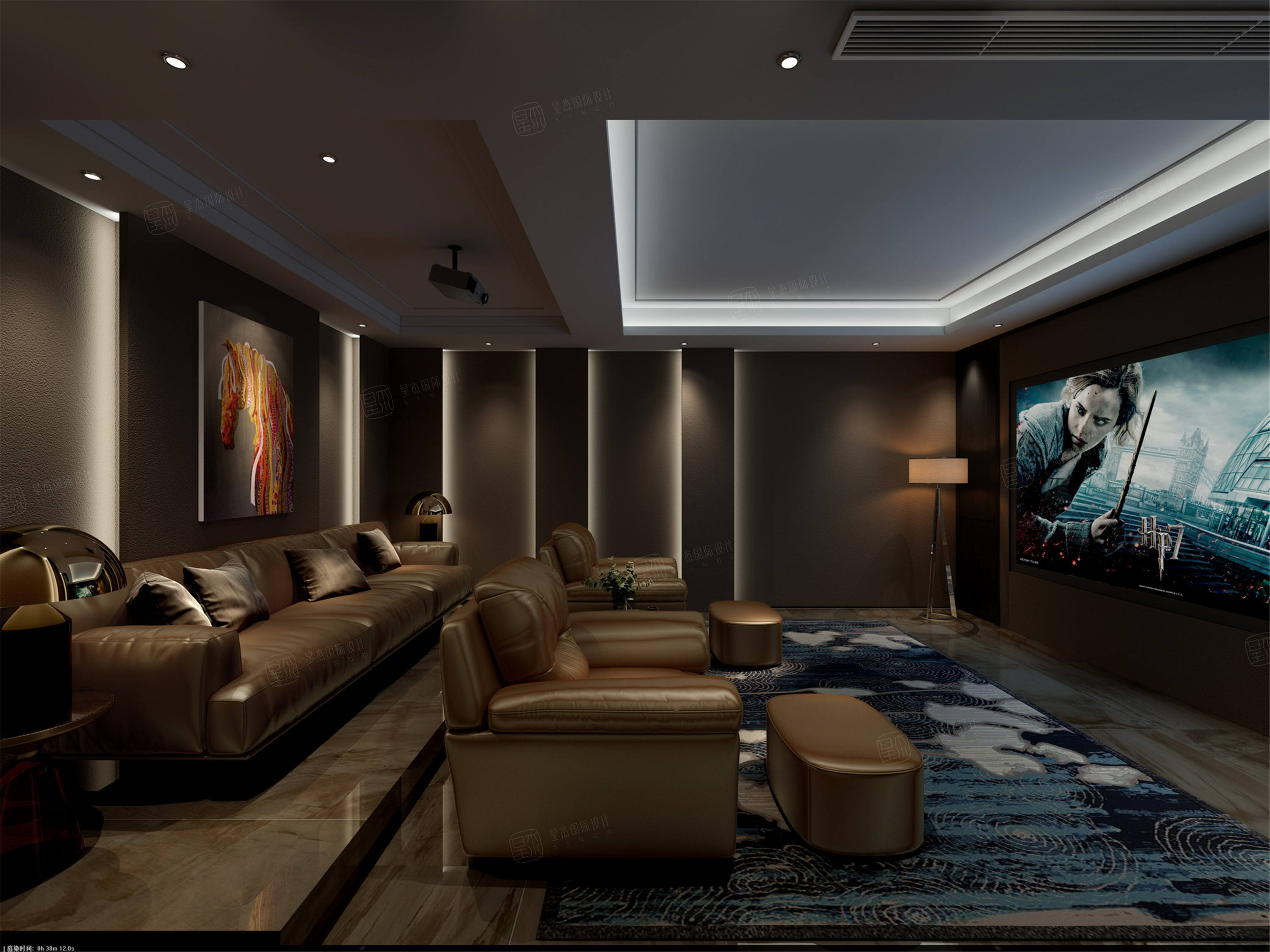 盐海琥珀湾 现代装修影音室效果图