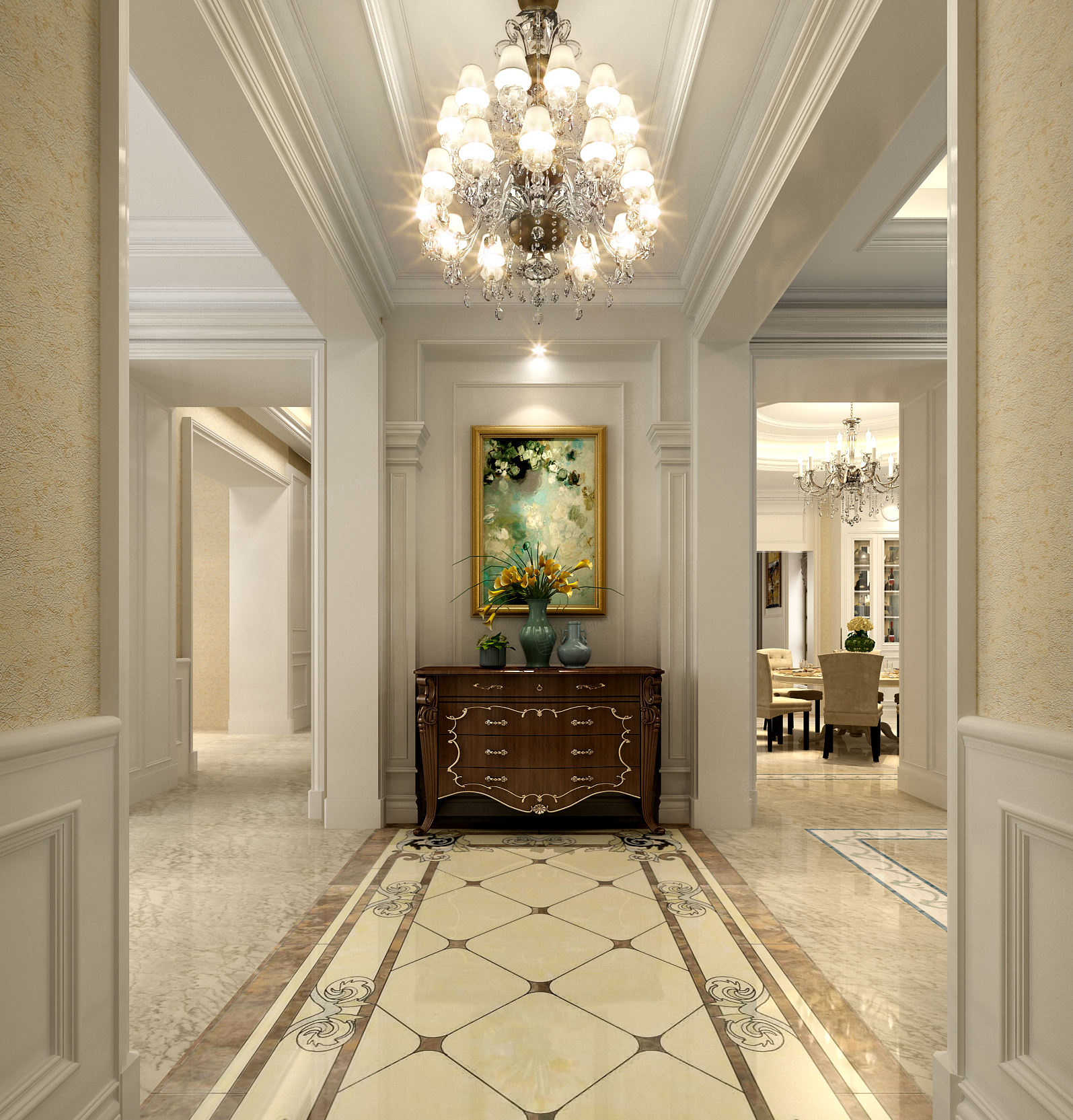 大华诺斐墅 简约法式装修玄关效果图