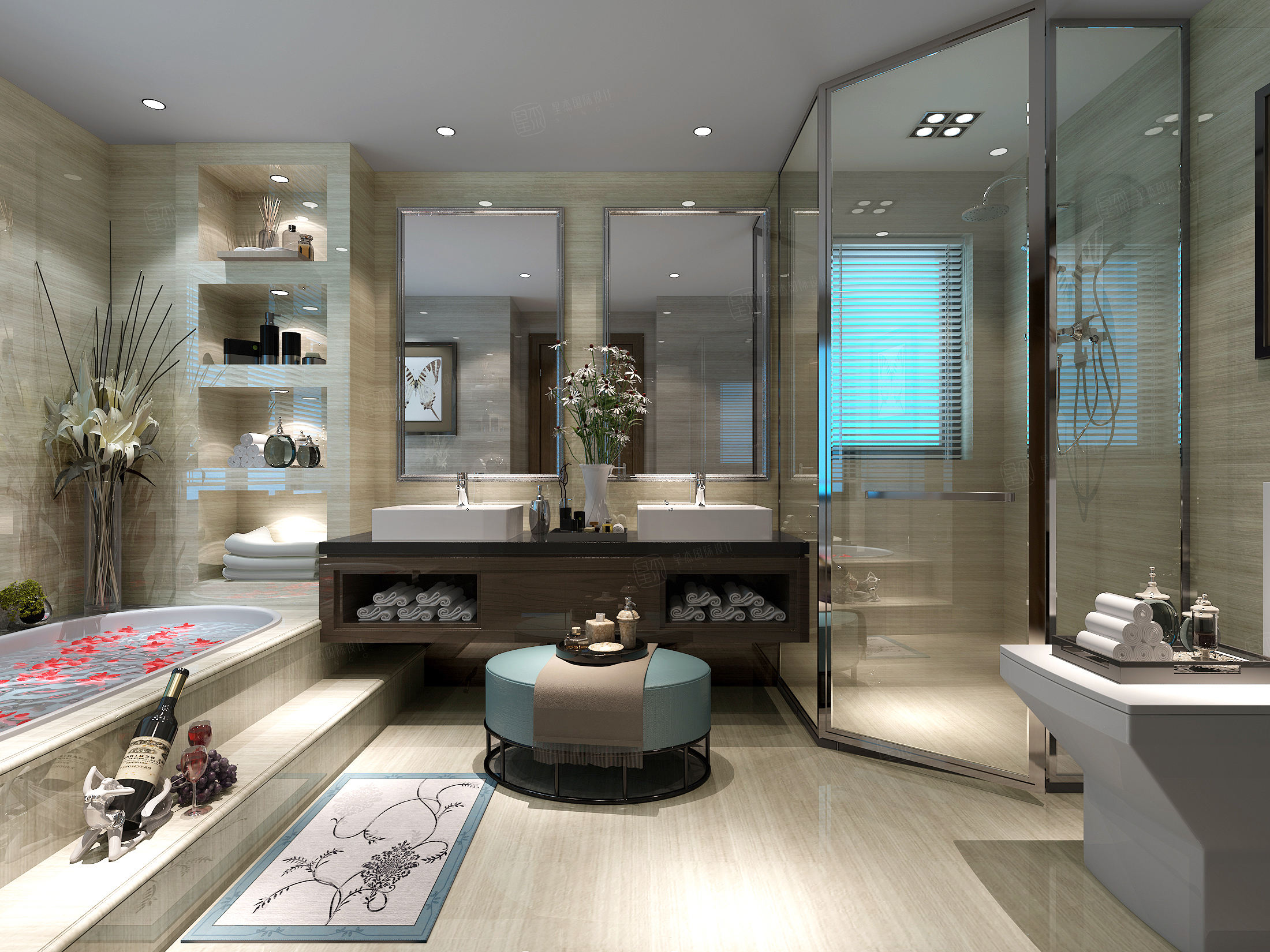 橡树湾装修效果图_大平层装修价格费用-宁波星杰别墅装修公司