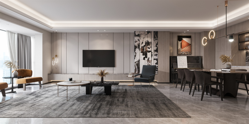 上海现代简约大平层装修实景图-星杰