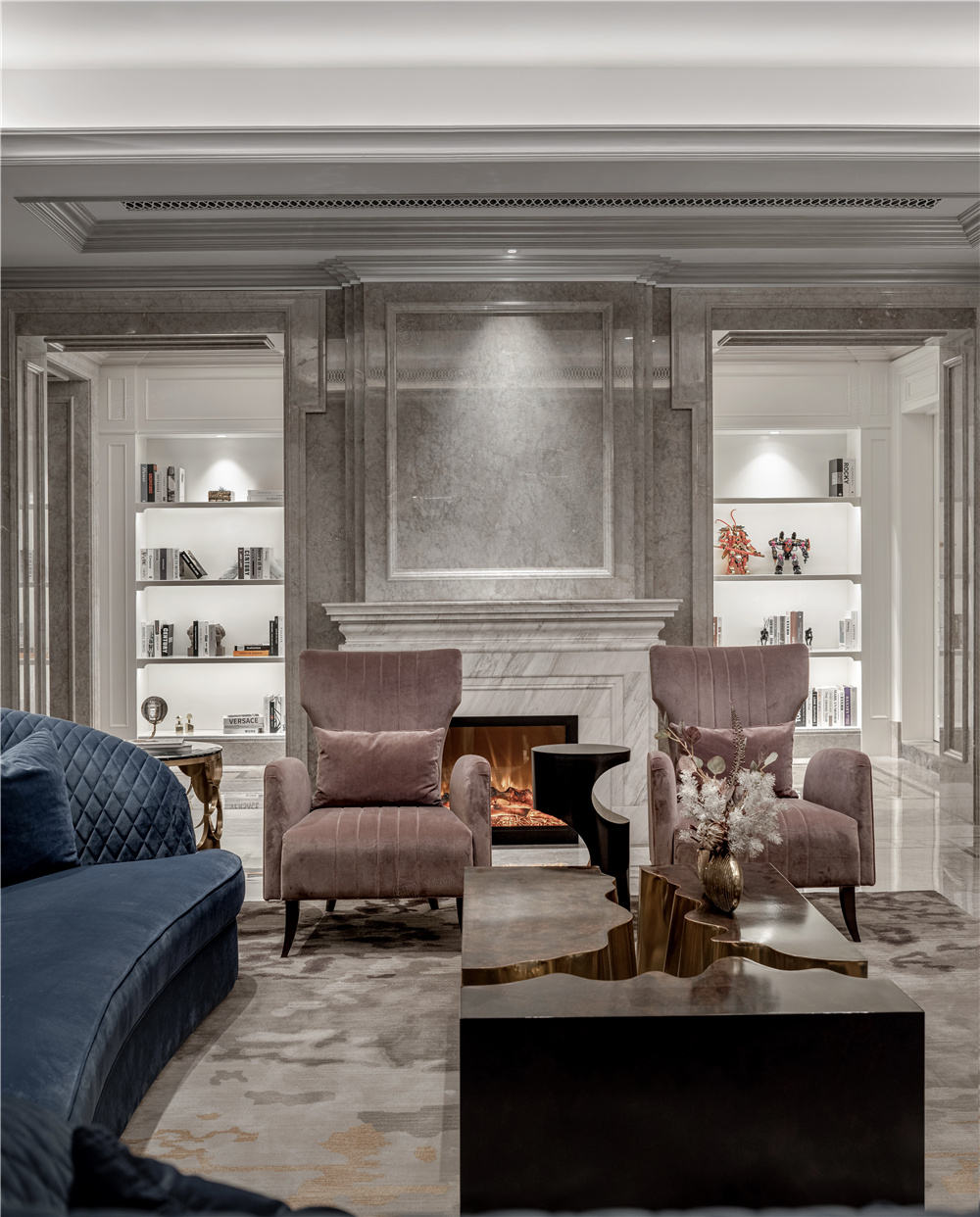 绿城蓝庭 法式轻奢 装修客厅效果图