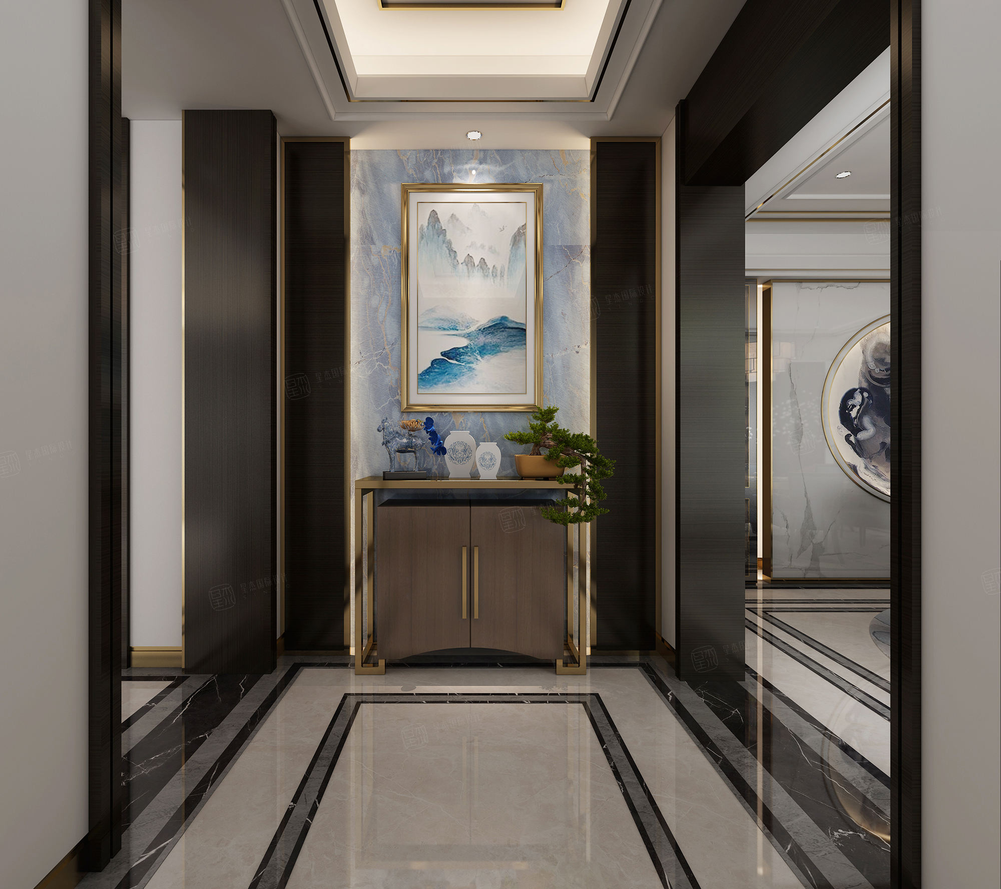 新中式装修玄关效果图