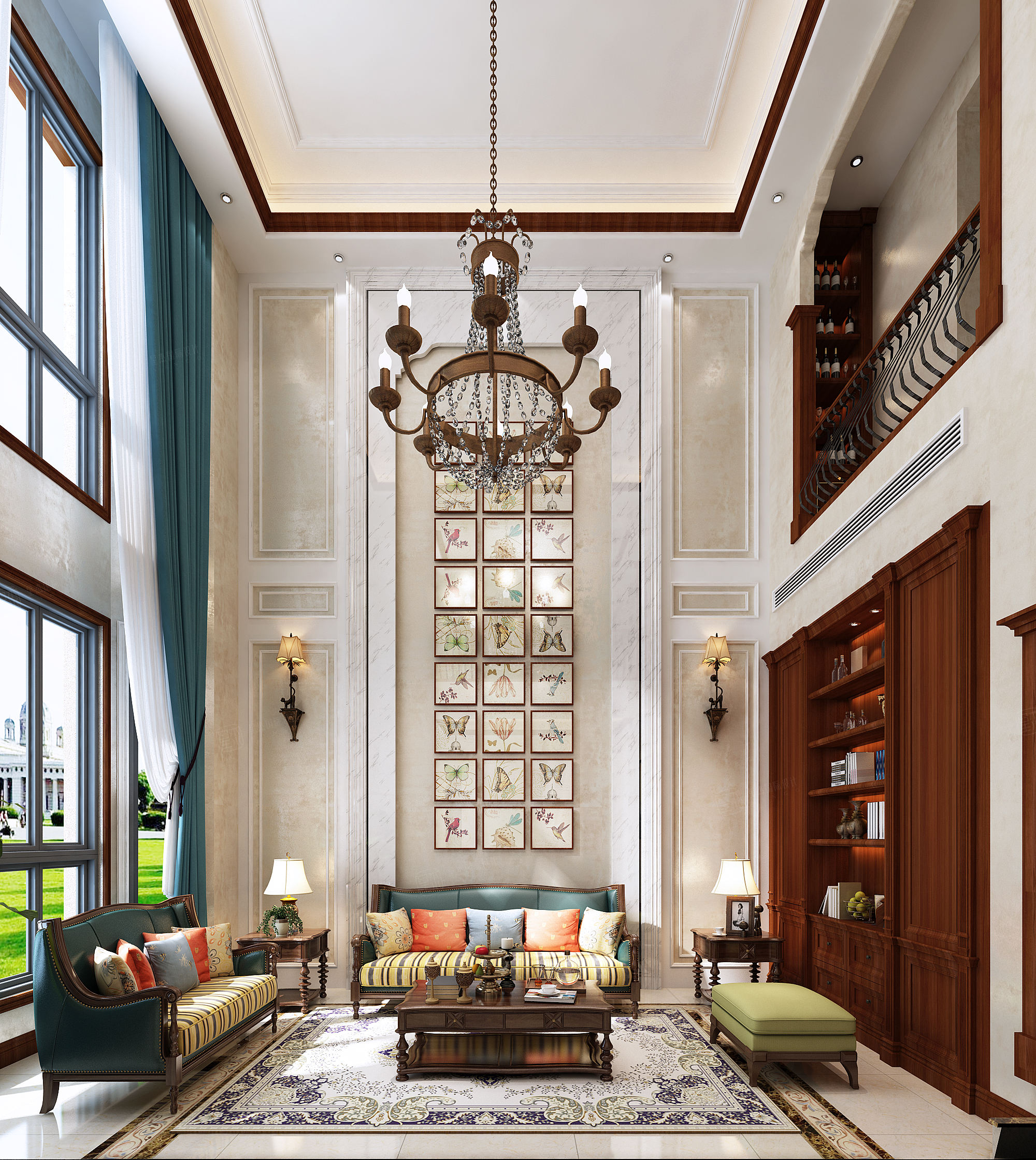 现代美式风格-京基领墅装修客厅效果图