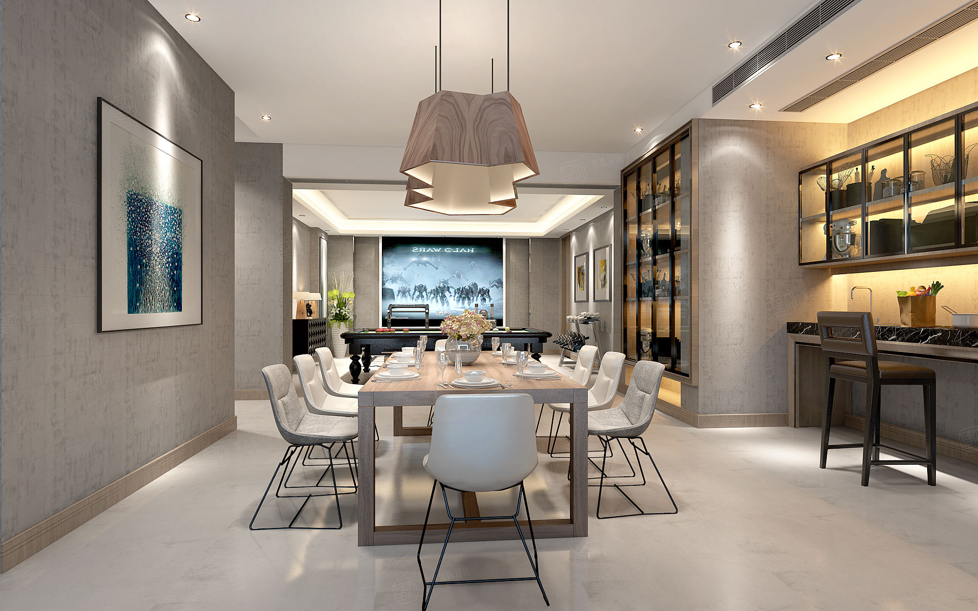 现代简约装修餐厅效果图