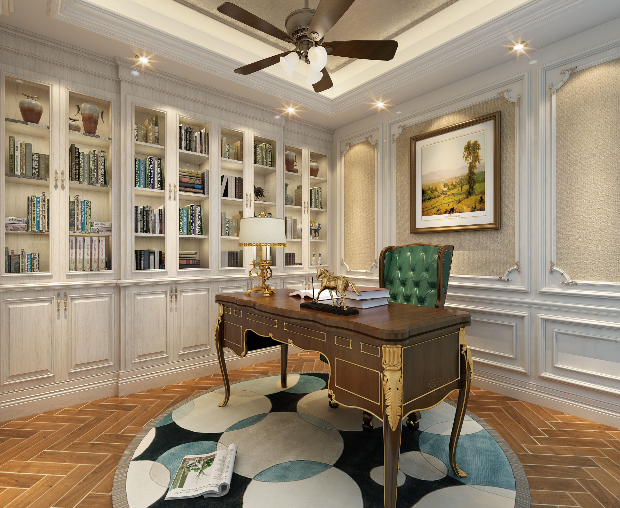 欧式装修书房效果图