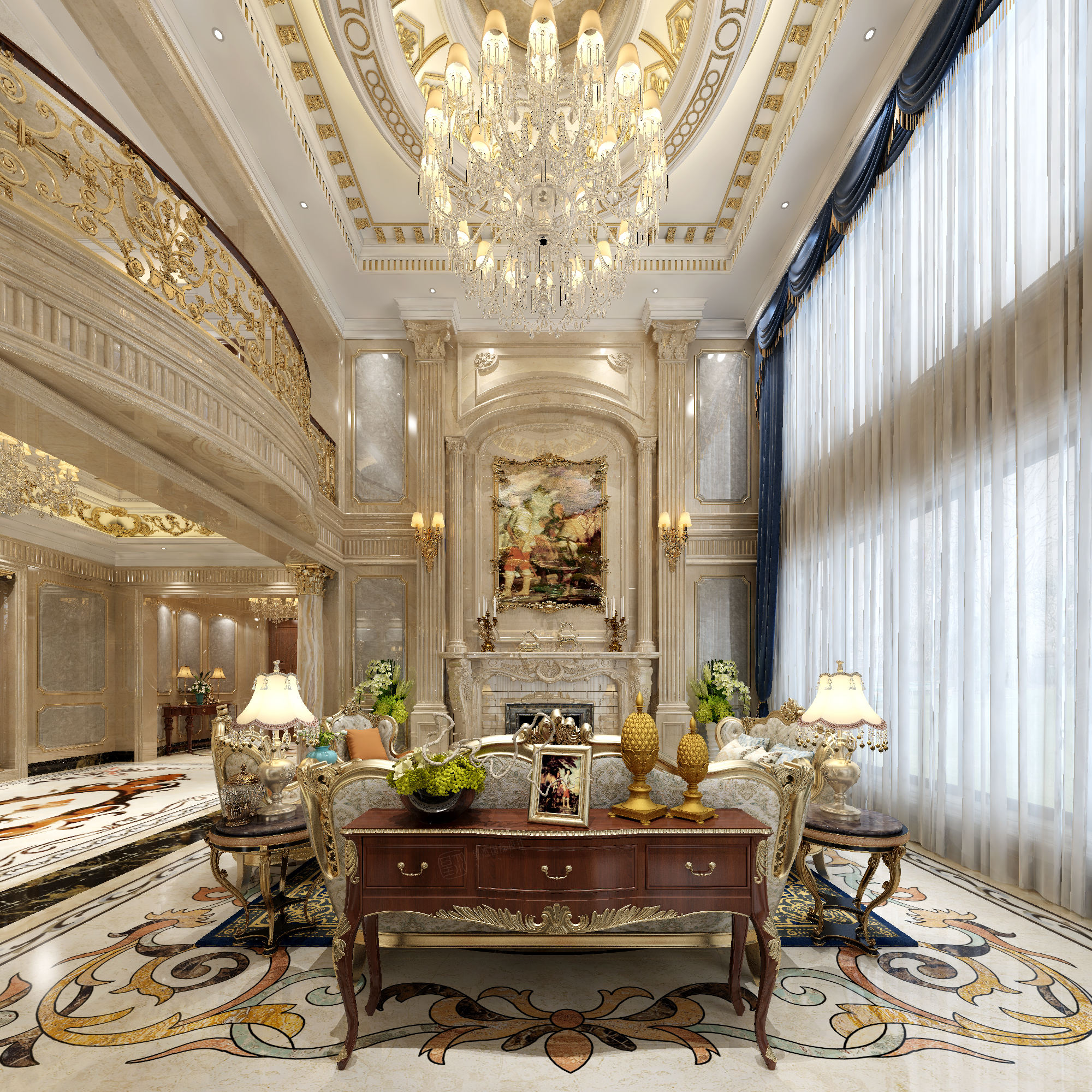 绿城玫瑰园 欧式装修客厅效果图