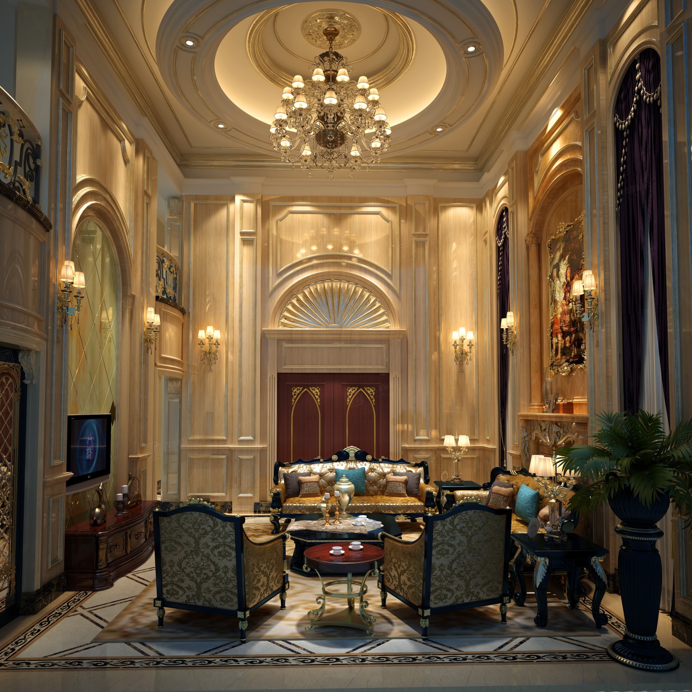 檀宫软装效果图-联排别墅,别墅欧式装修价格-星杰别墅软装