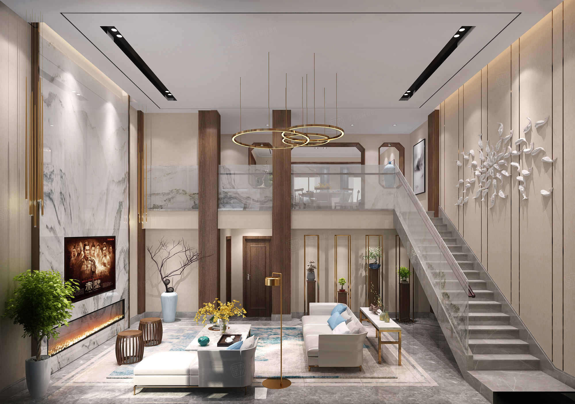 新中式_睢宁九鼎装修楼梯效果图